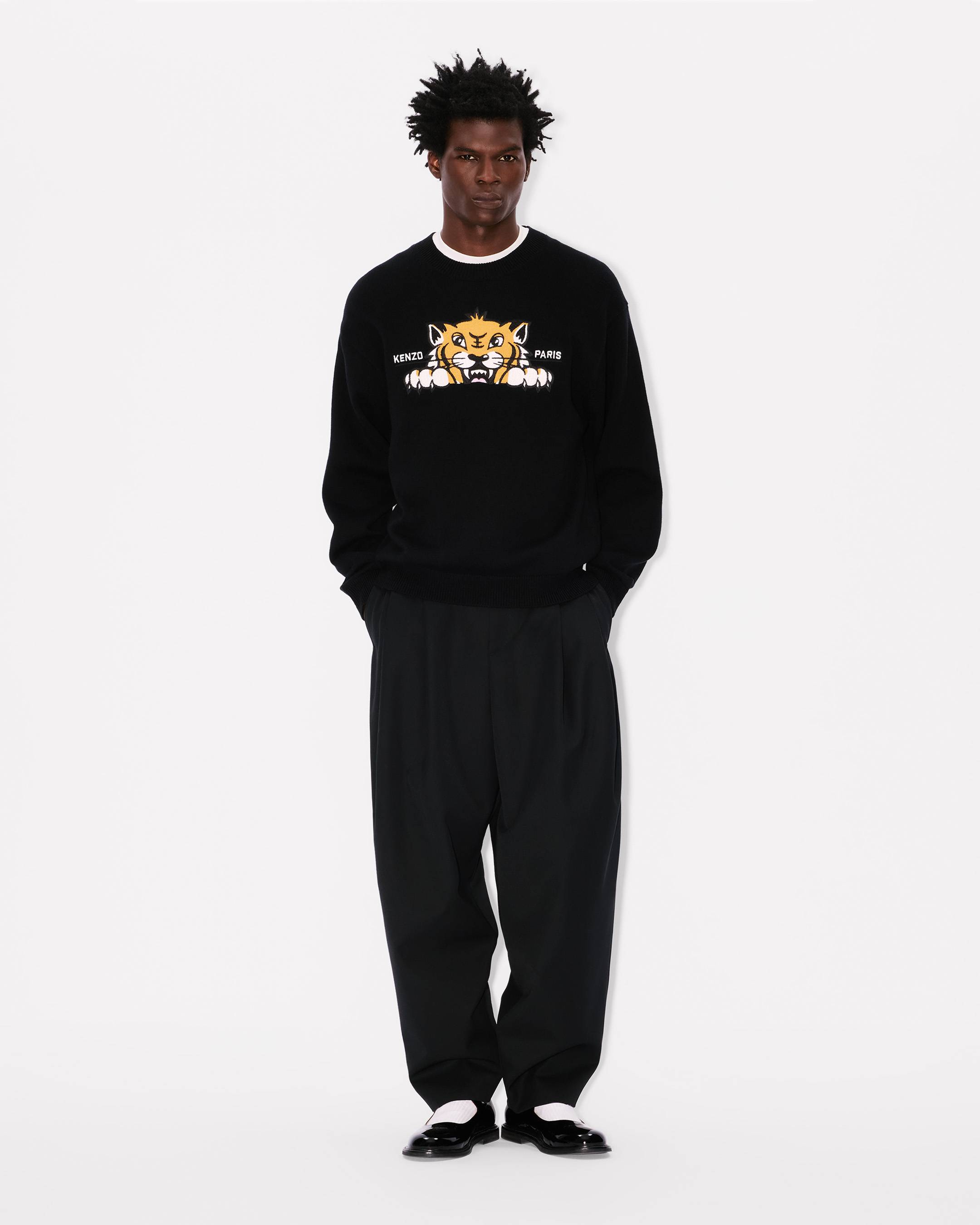 'KENZO Happy Tiger' embroidered jumper cotton and Merino wool