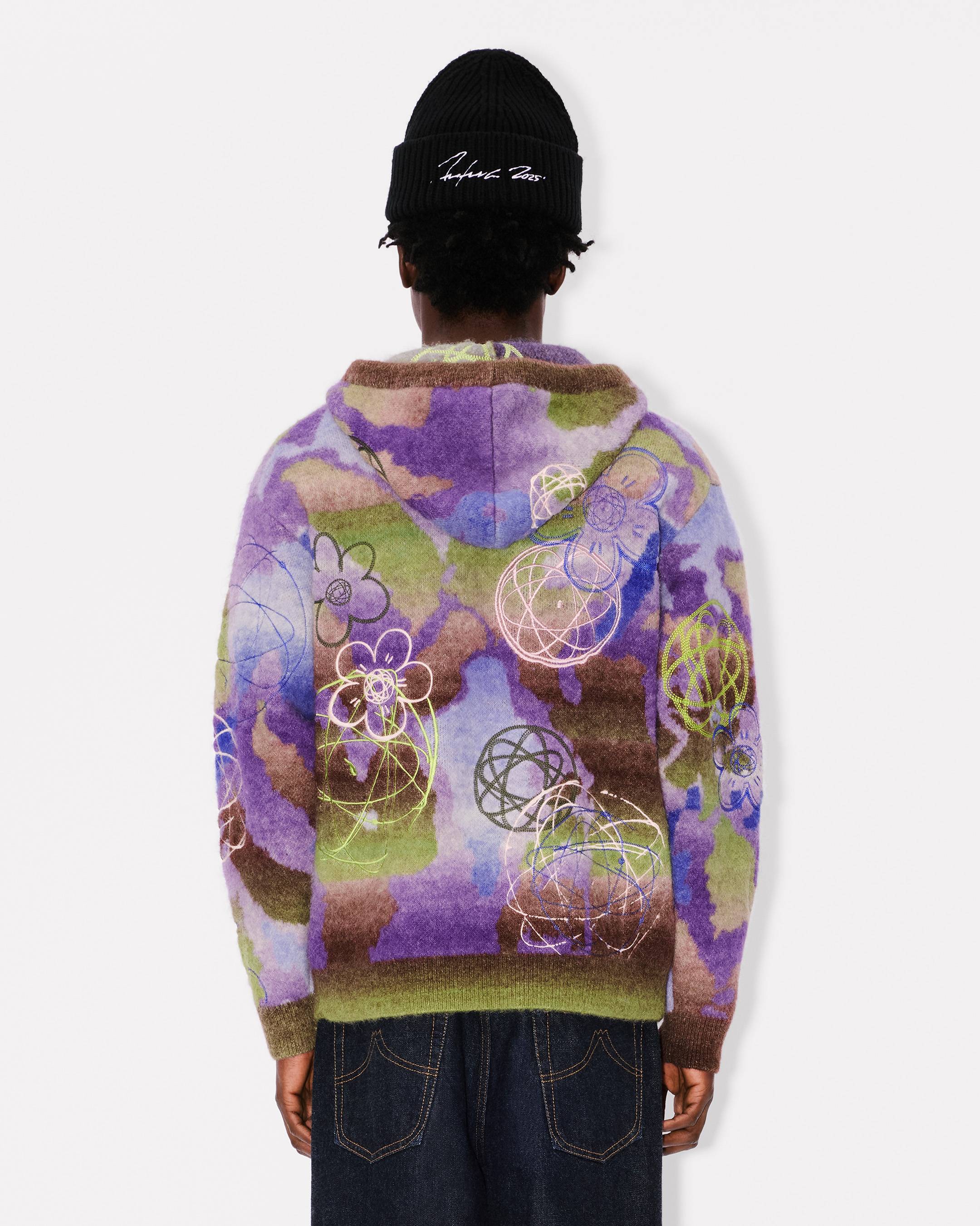 'Kenzo x Futura 2000' knitted hoodie in mixed wool