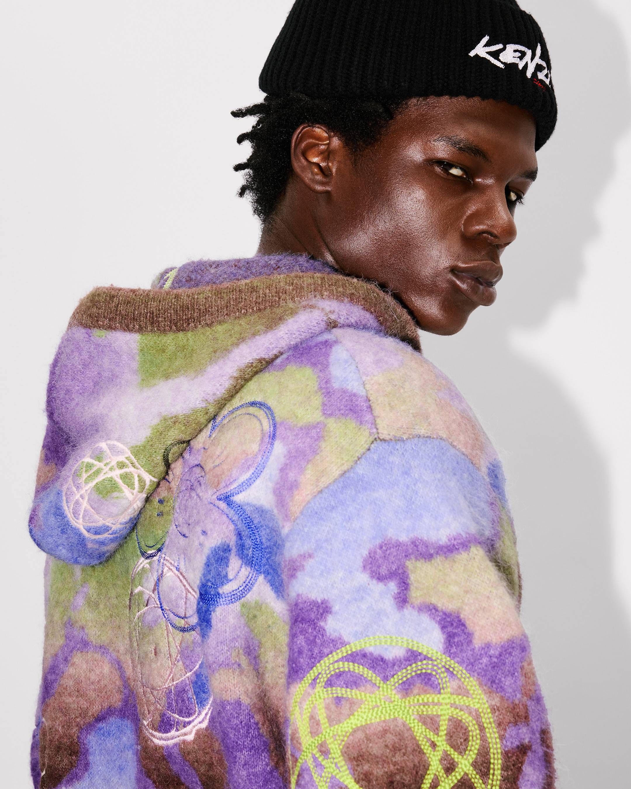 'Kenzo x Futura 2000' knitted hoodie in mixed wool