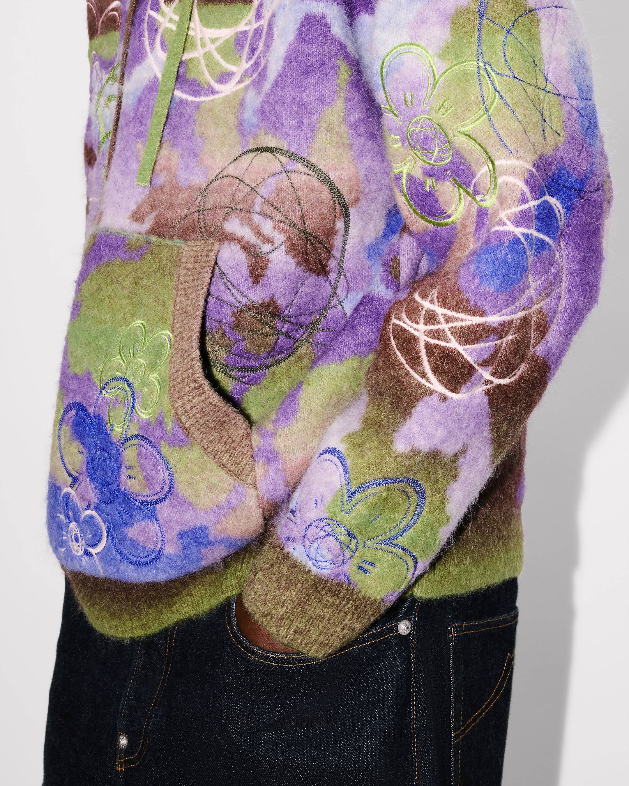 'Kenzo x Futura 2000' knitted hoodie in mixed wool