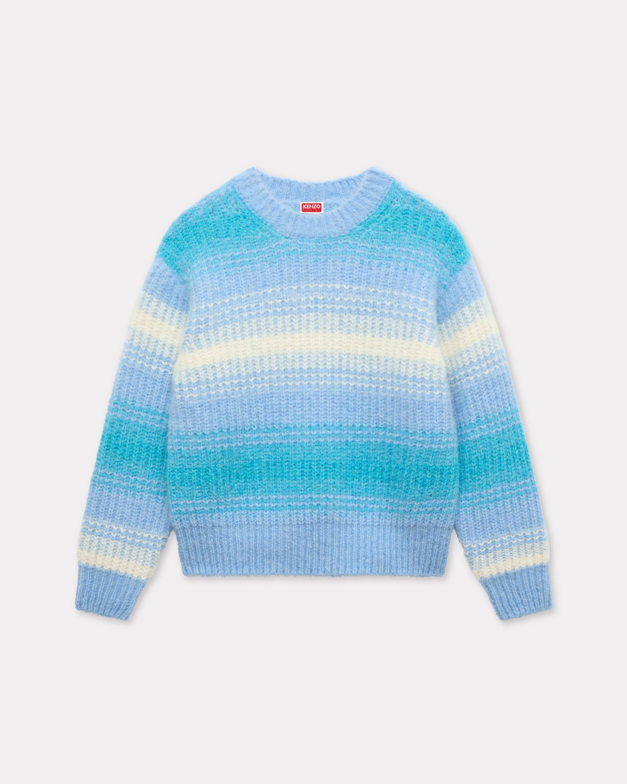 KENZO ' Speed Stripe' Sweater In Mixed Alpaca Wool, Man, Light Blue, Size L, Wool