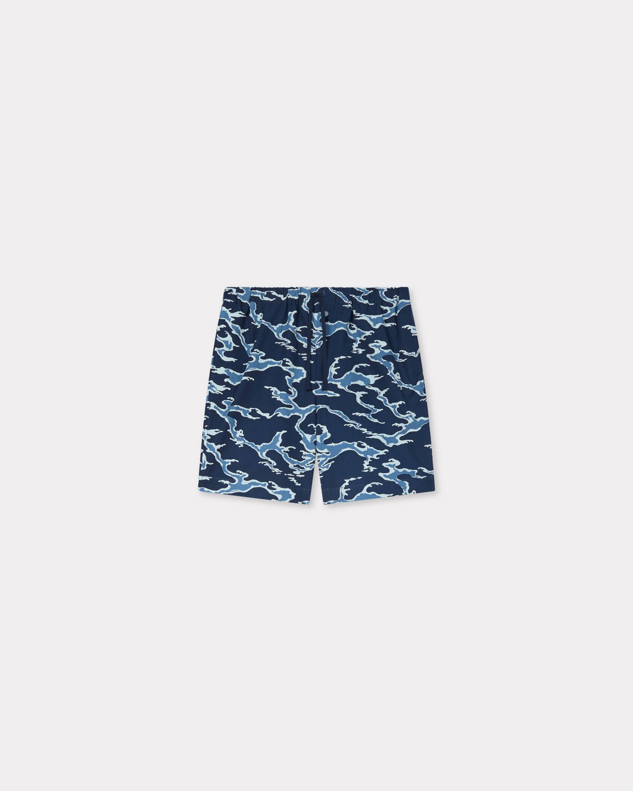 KENZO 'Kenzo Ocean Camo' Elasticated Short In Cotton Dark Blue Mens - Size Xxl