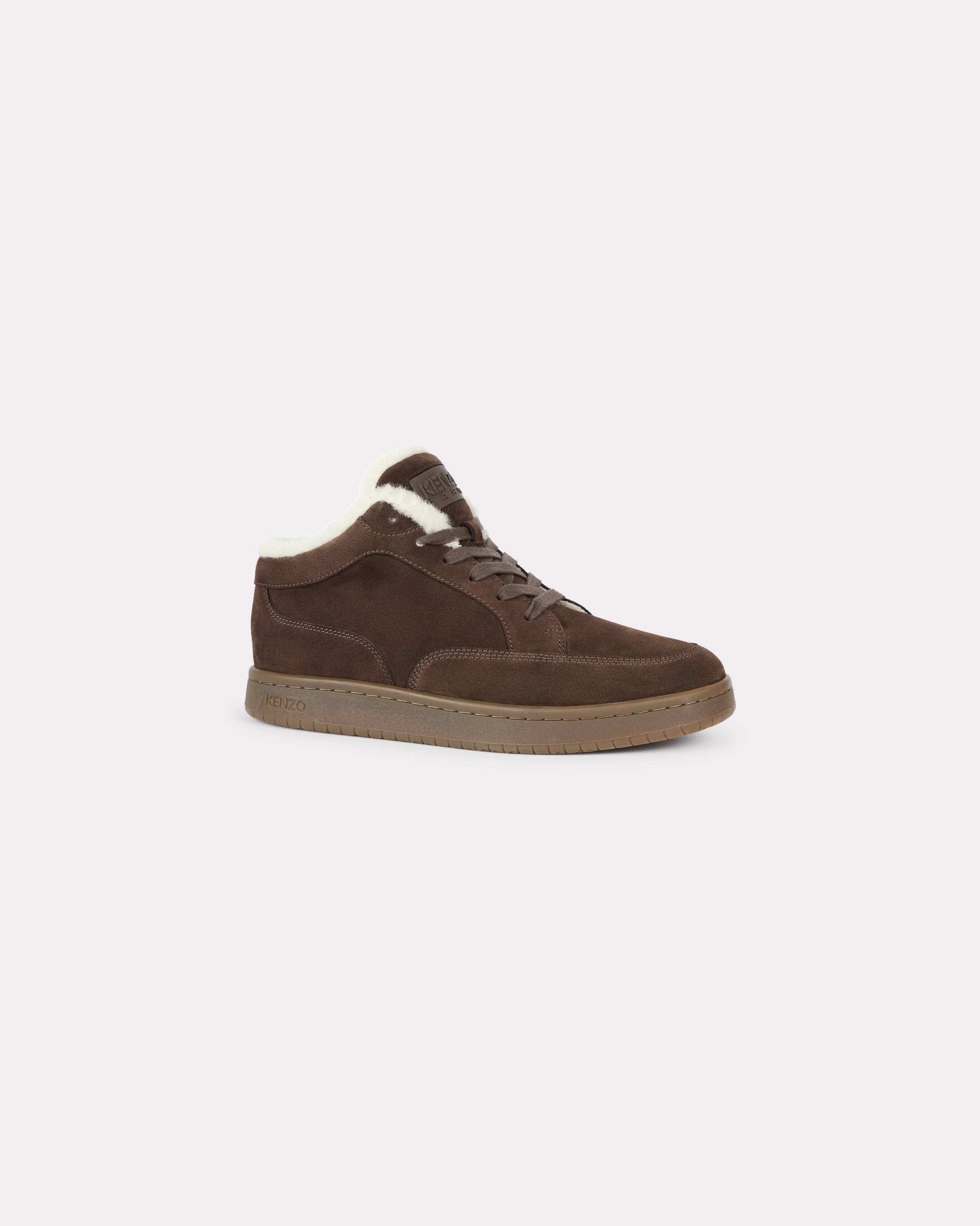 KENZO 'Kenzo-dome' Trainers In Suede And Shearling Dark Camel Mens - Size 41