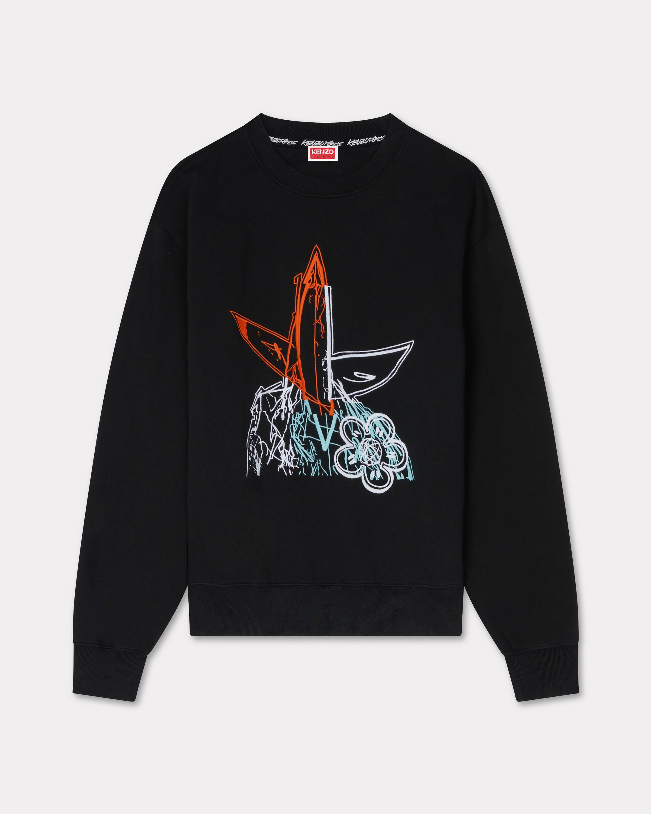KENZO ' x Futura 2000' Embroidered Sweatshirt , Man, Black, Size Xl, Cotton
