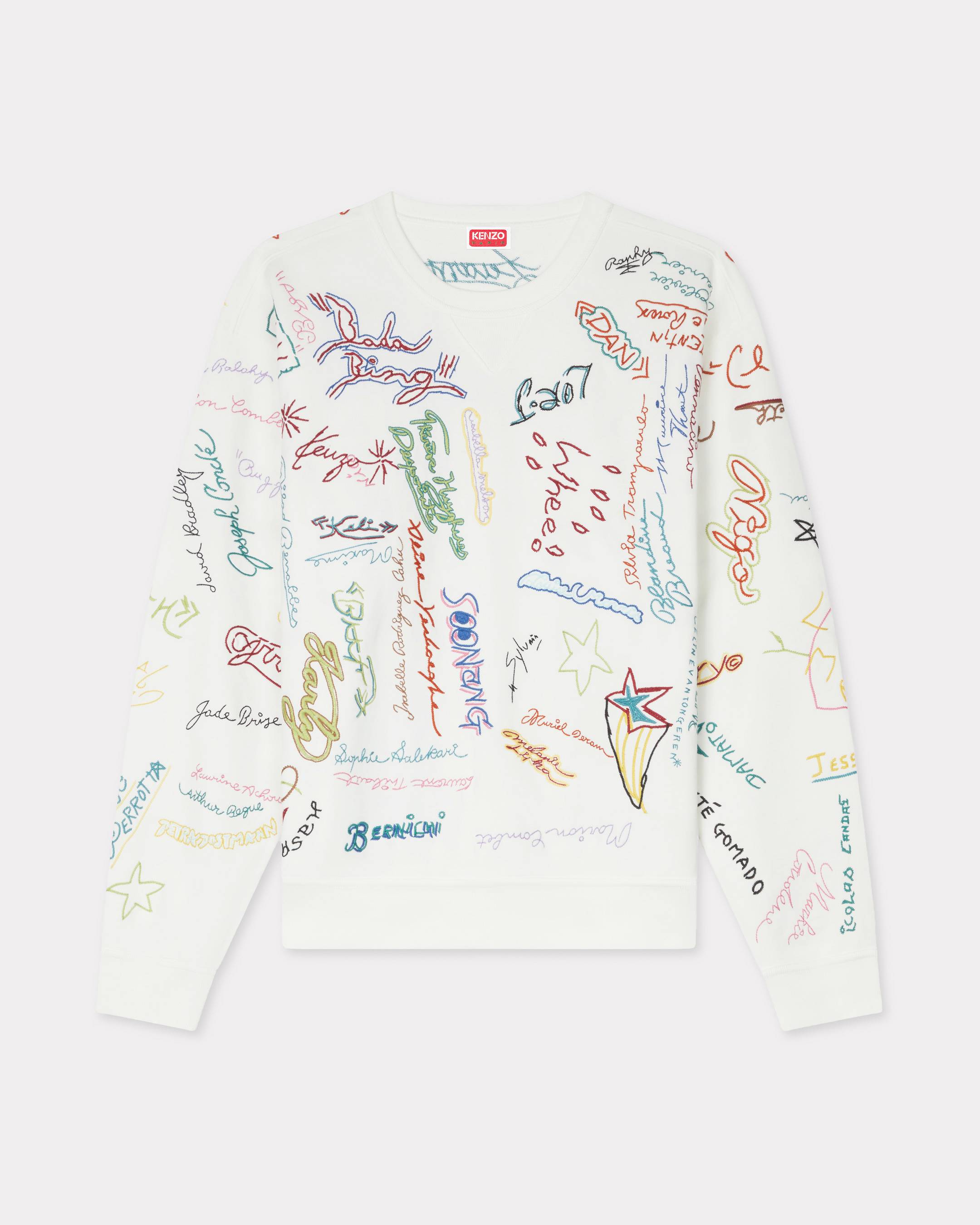 KENZO ' Graduation' Embroidered Sweatshirt , Man, Off White, Size M, Cotton