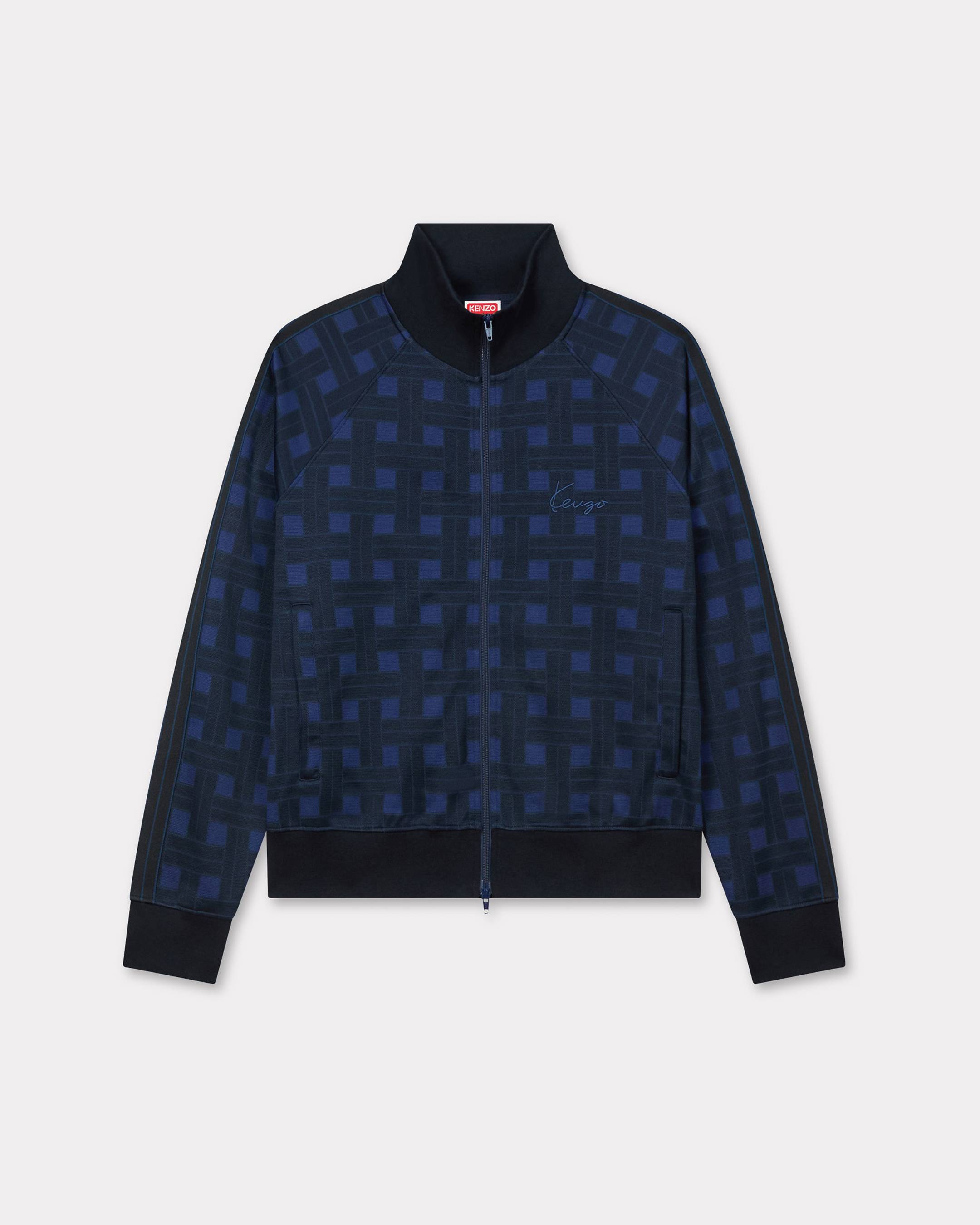 KENZO ' Weave' Tracktop In Jacquard, Man, Blue Black, Size M, Cotton/polyester