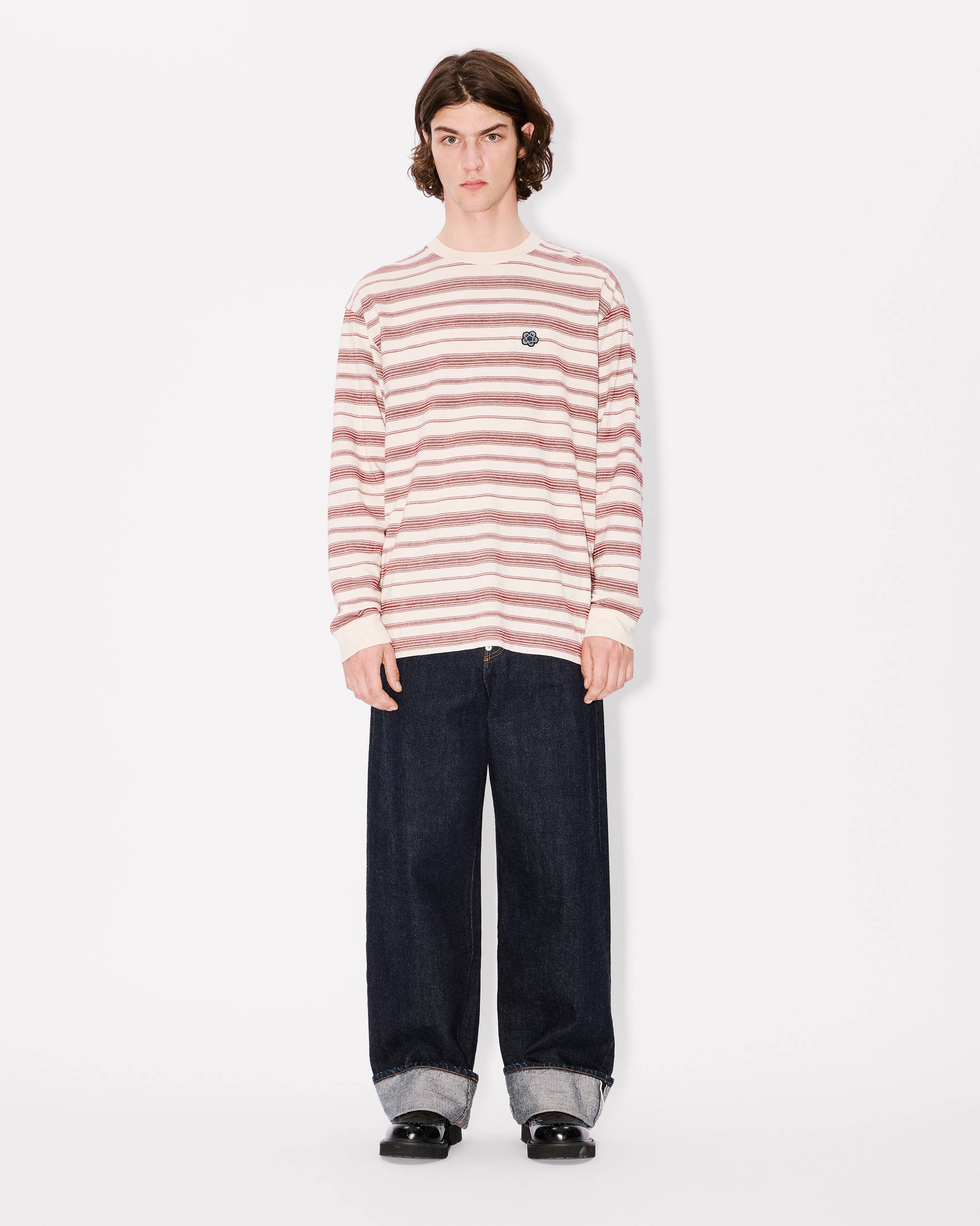 'Boke Flower' striped embroidered T-shirt in cotton