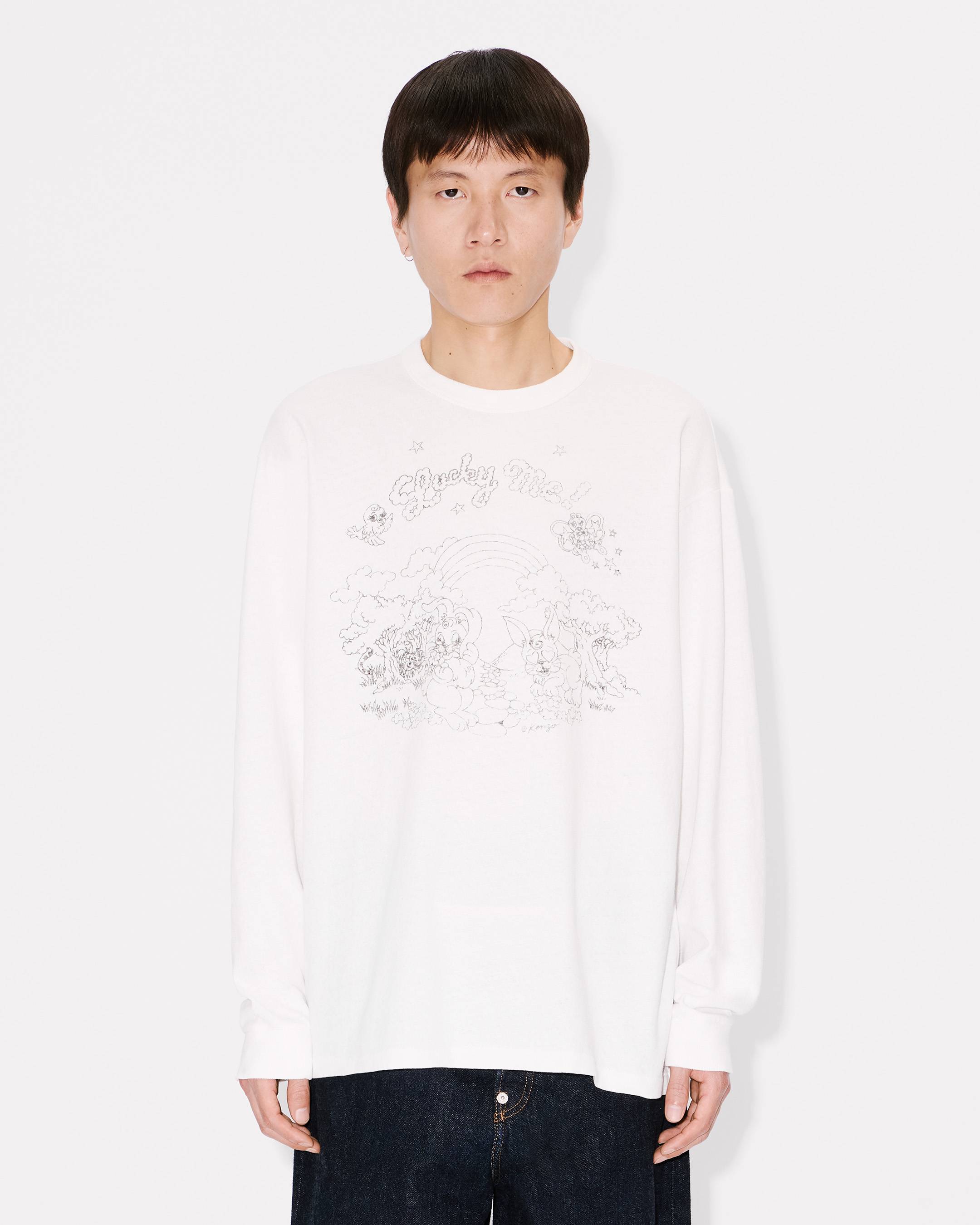 KENZO ' Cartoon' Coloring Relax T-shirt , Man, Off White, Size Xl, Cotton
