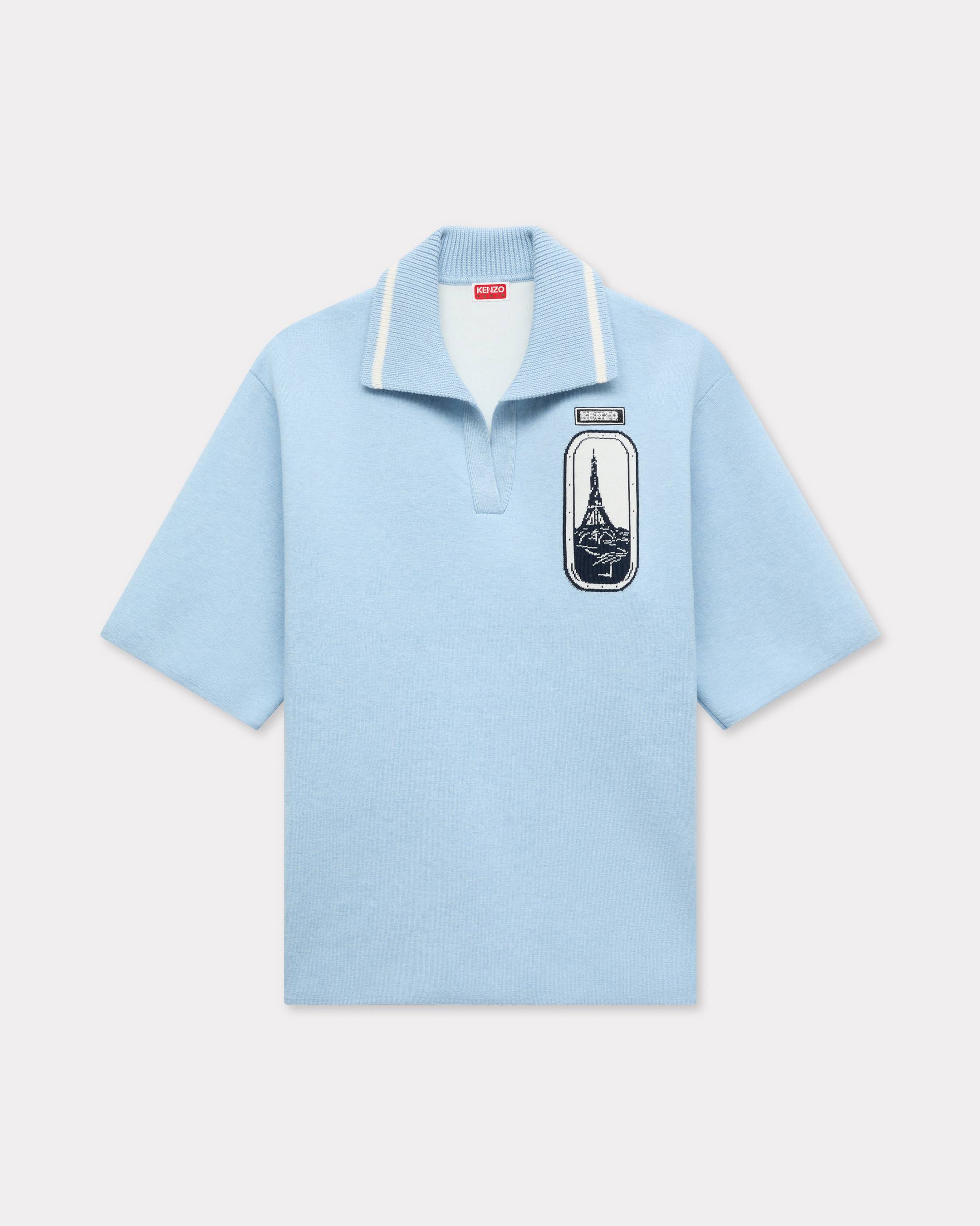 KENZO ' City' Knitted Polo Wool, Man, Sky Blue, Size Xs,