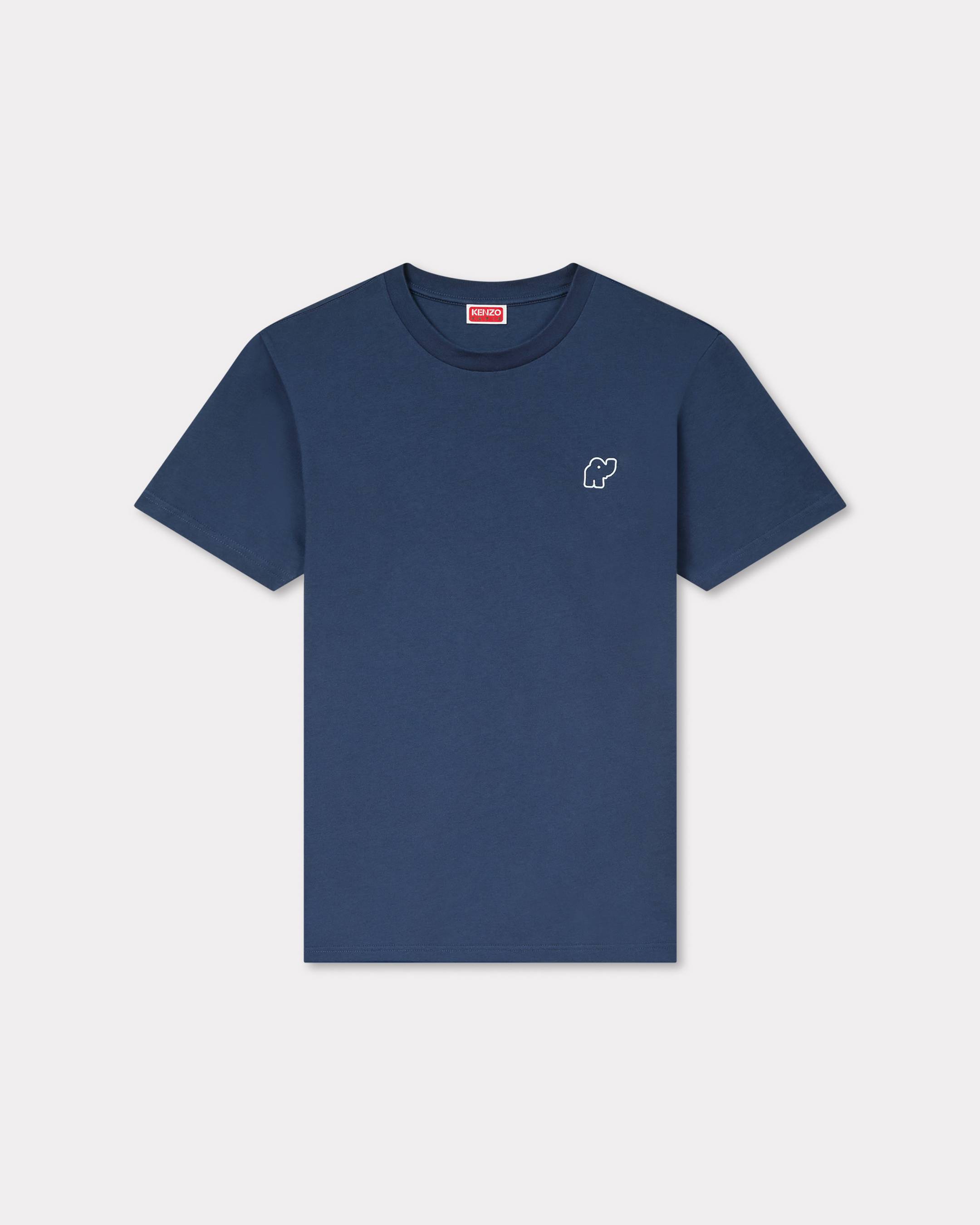 KENZO ' Elephant Logo' Embroidered Slim T-shirt, Man, Dark Blue, Size Xl, Cotton
