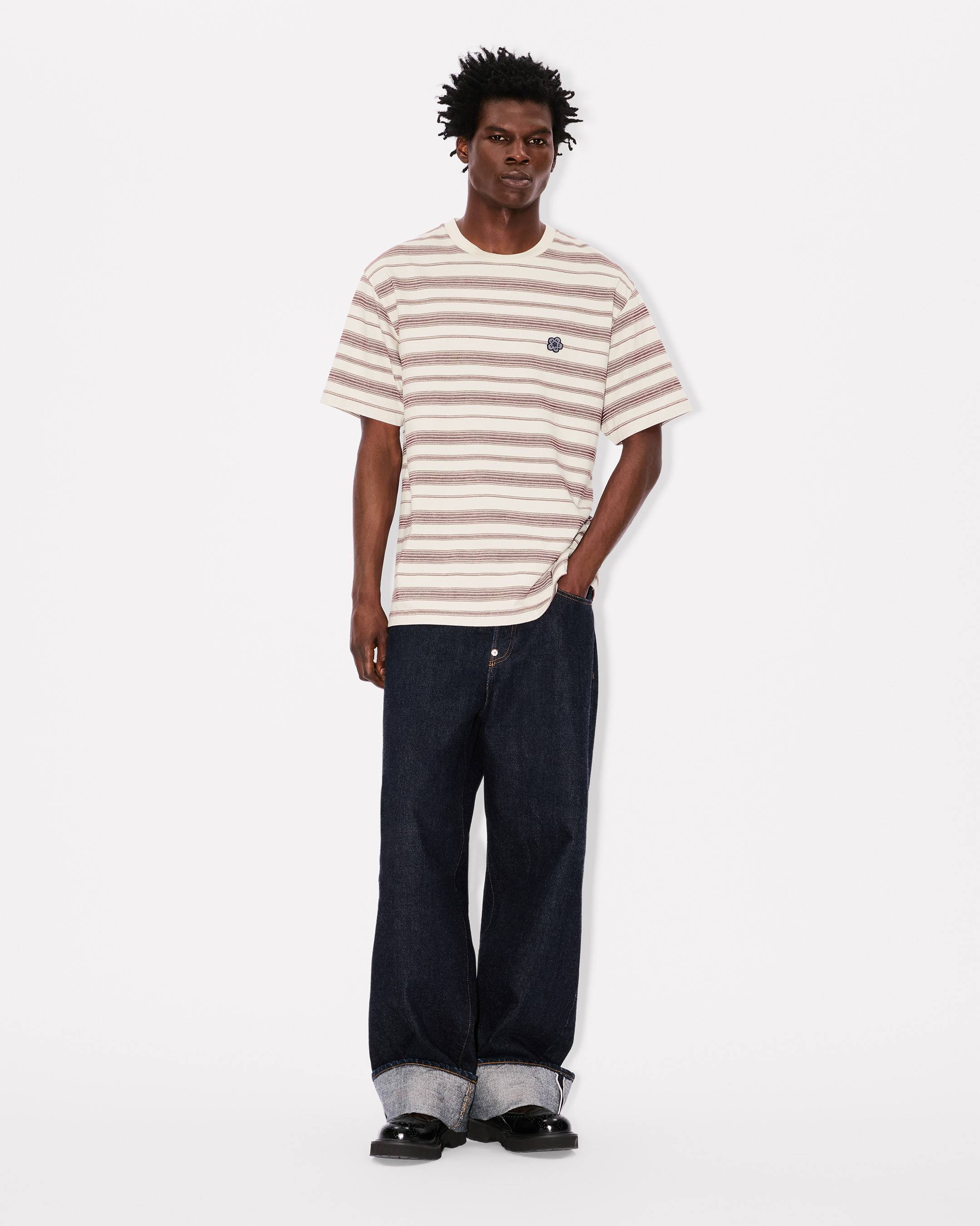 'Boke Flower' striped embroidered T-shirt in cotton