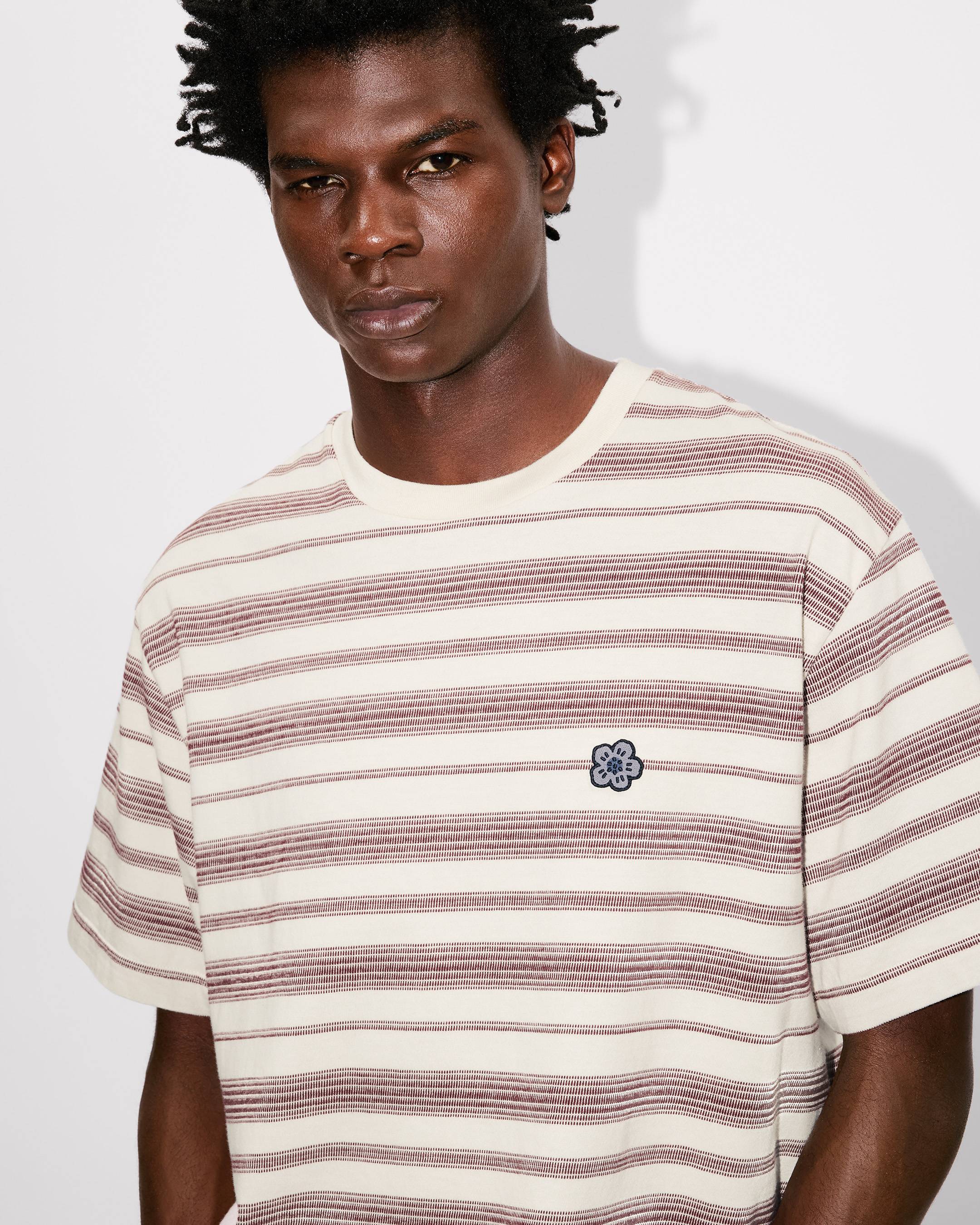 'Boke Flower' striped embroidered T-shirt in cotton