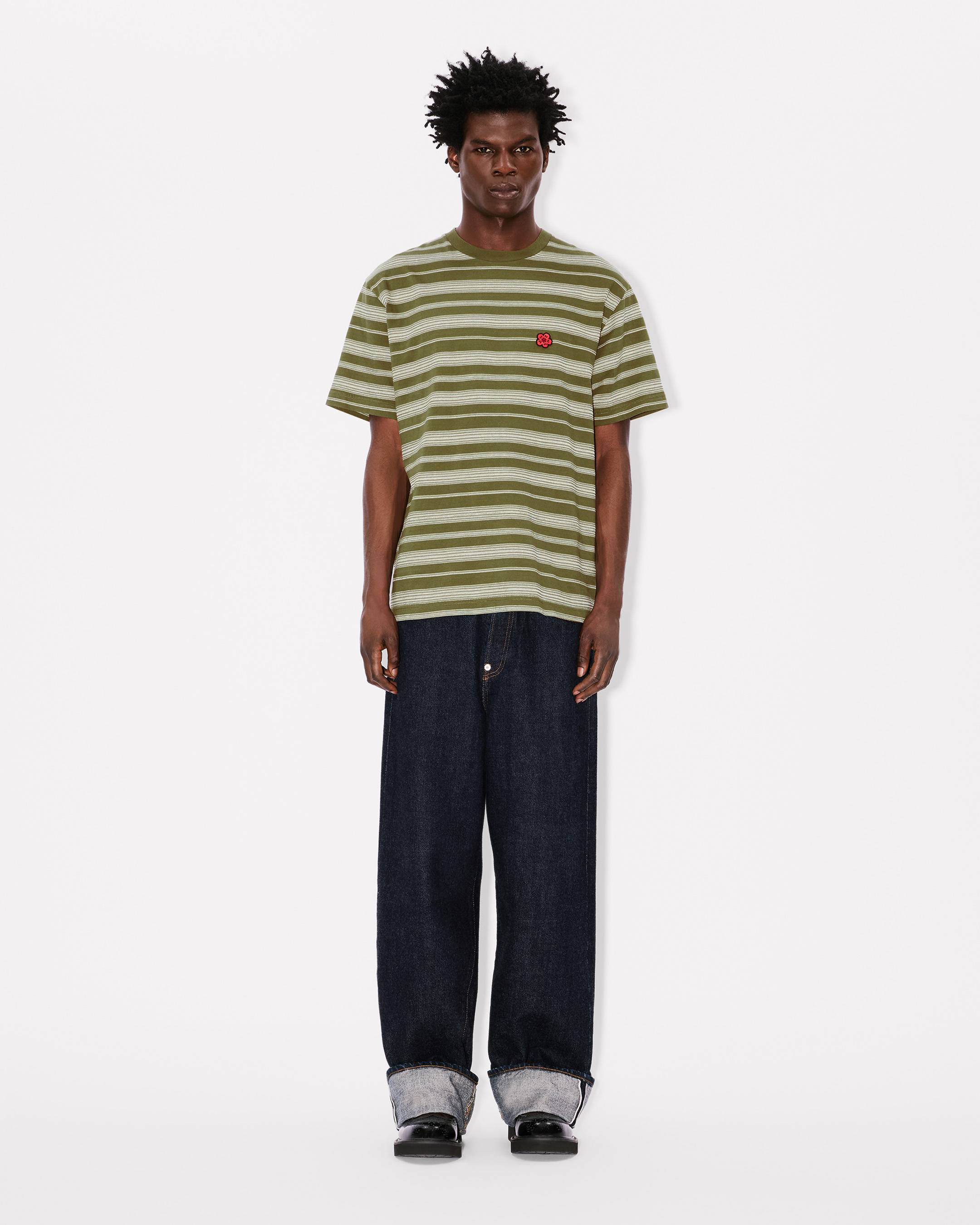 Boke Flower' striped embroidered T-shirt cotton