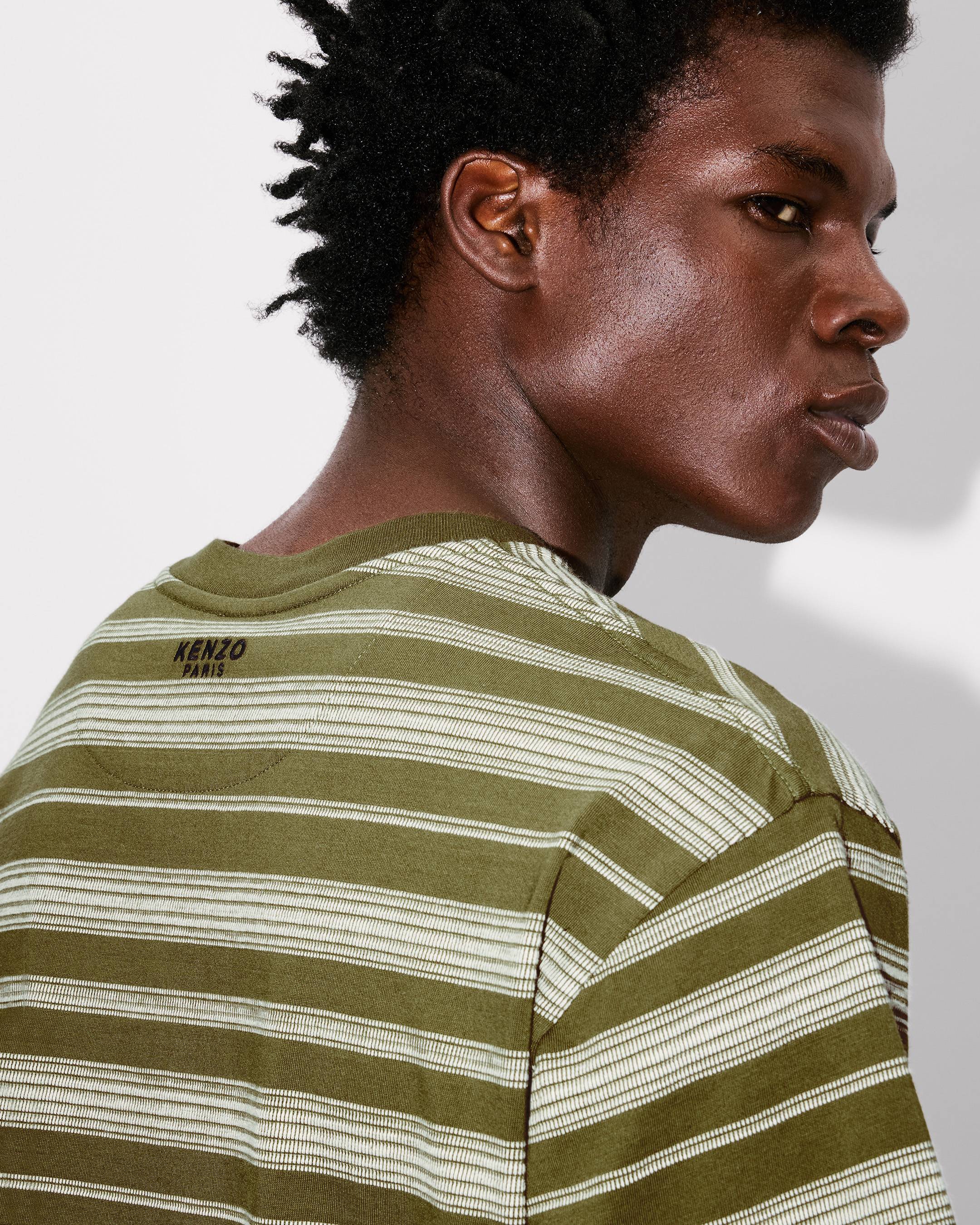 T-shirt rayé brodé 'Boke Flower' en coton
