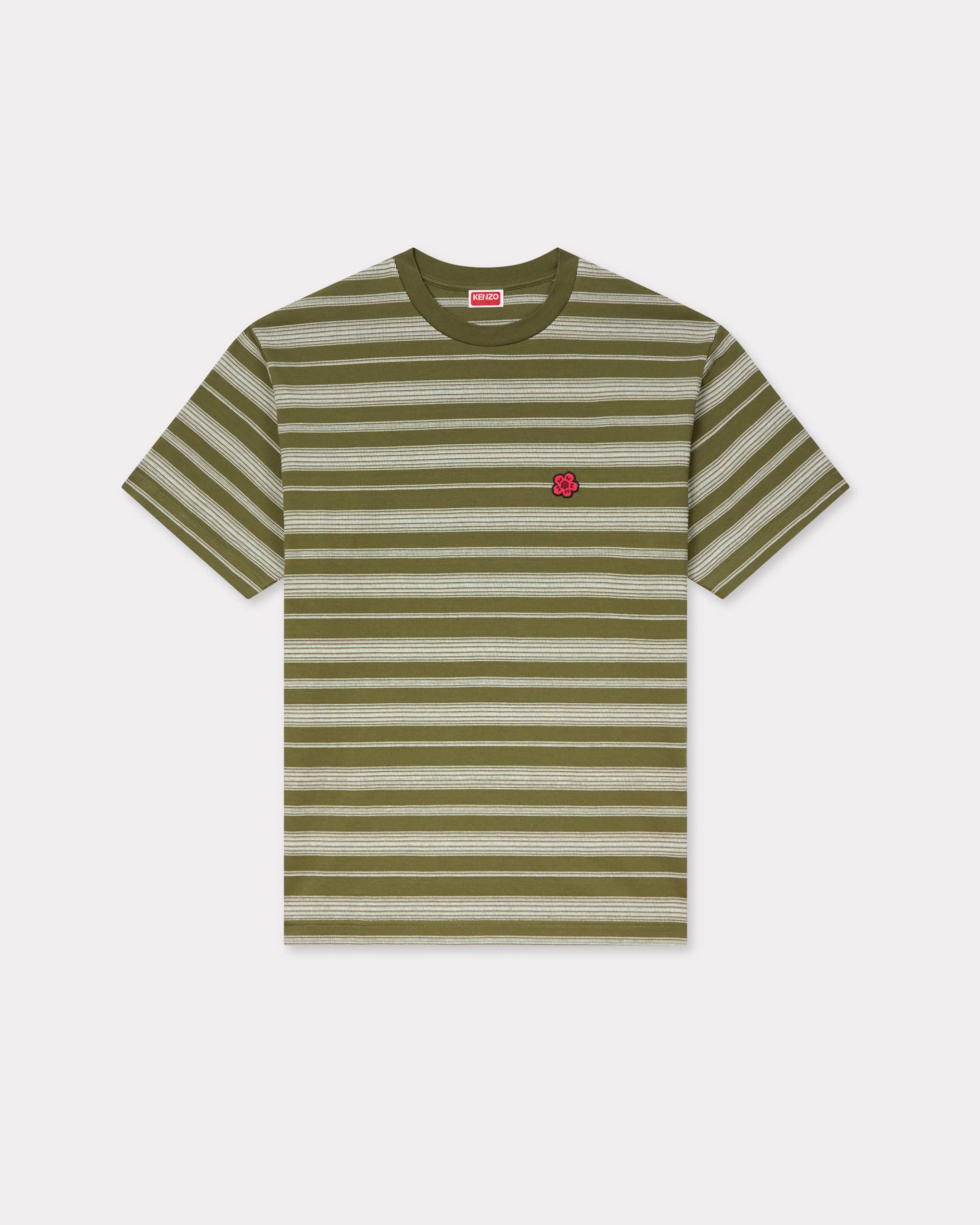 T-shirt rayé brodé 'Boke Flower' en coton