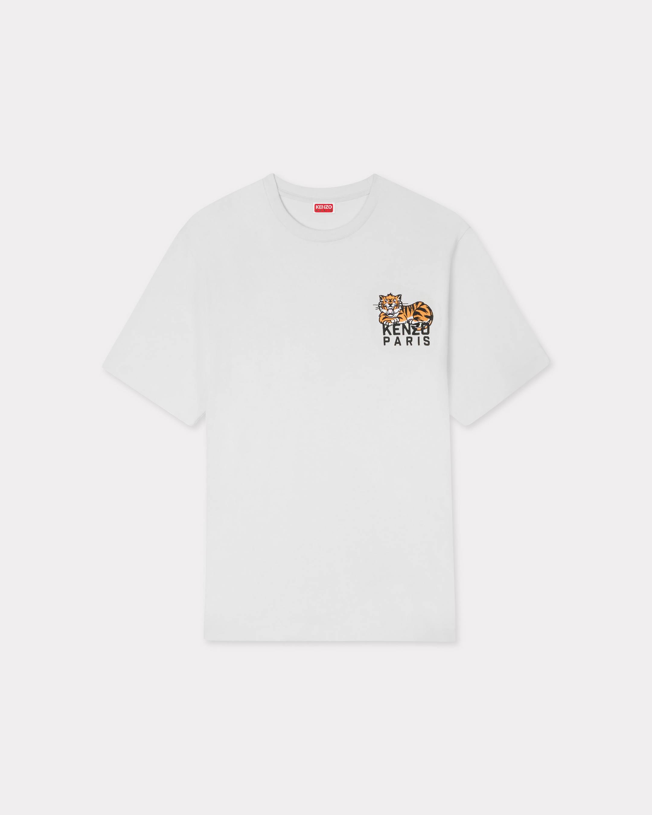 KENZO 'Kenzo Happy Tiger' Embroidered T-shirt In Cotton, Off White, - Mens, Xs