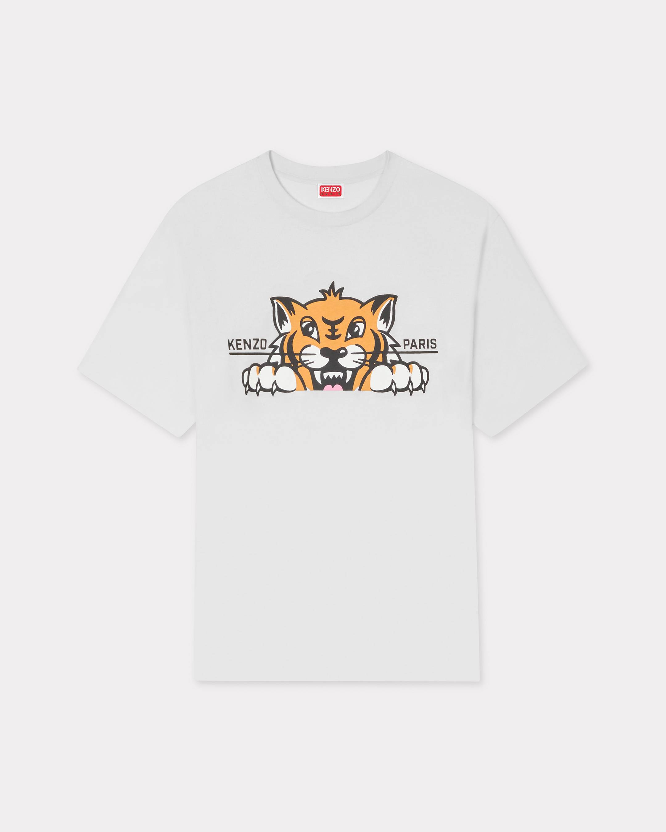 KENZO ' Happy Tiger' Oversized T-shirt , Man, Off White, Size Xs, Cotton