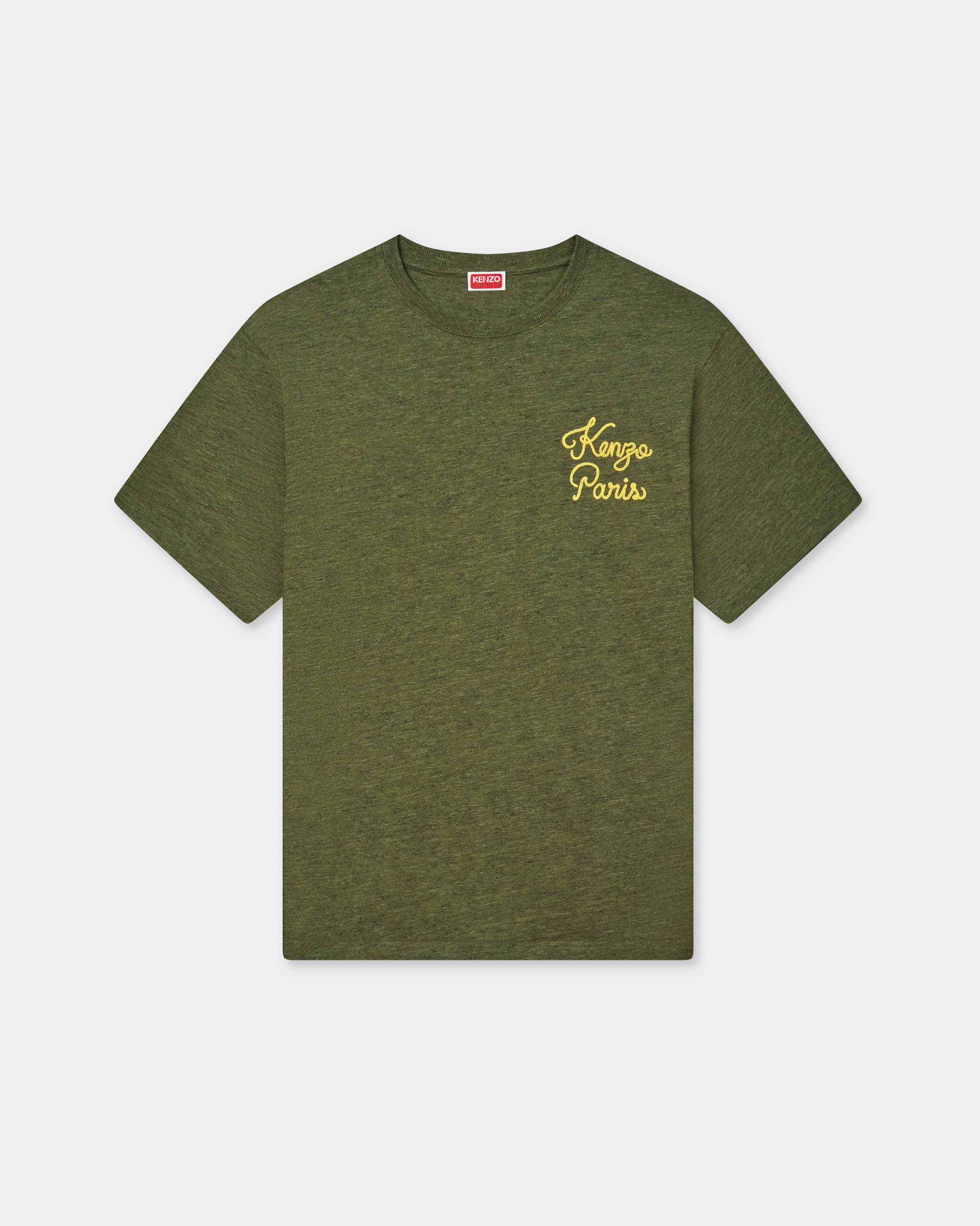 KENZO ' Paris Chainstitch' Embroidered T-shirt , Man, Khaki, Size Xxs, Cotton
