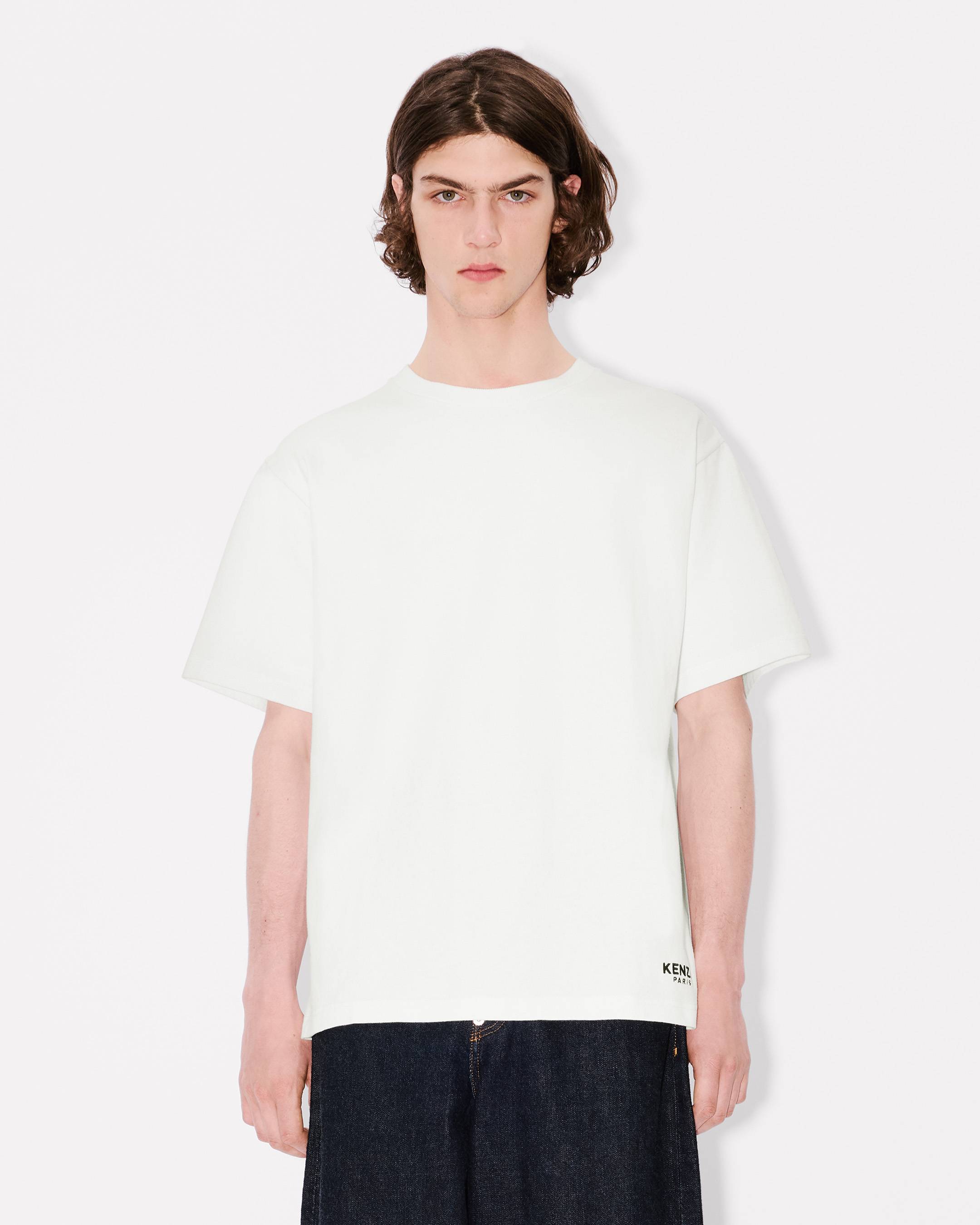 Baumwoll-T-Shirt mit „Boke Flower“-Stickerei