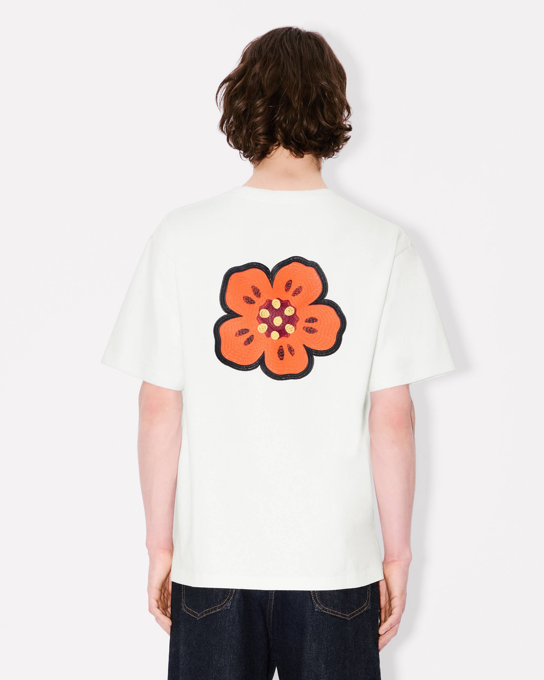 Baumwoll-T-Shirt mit „Boke Flower“-Stickerei