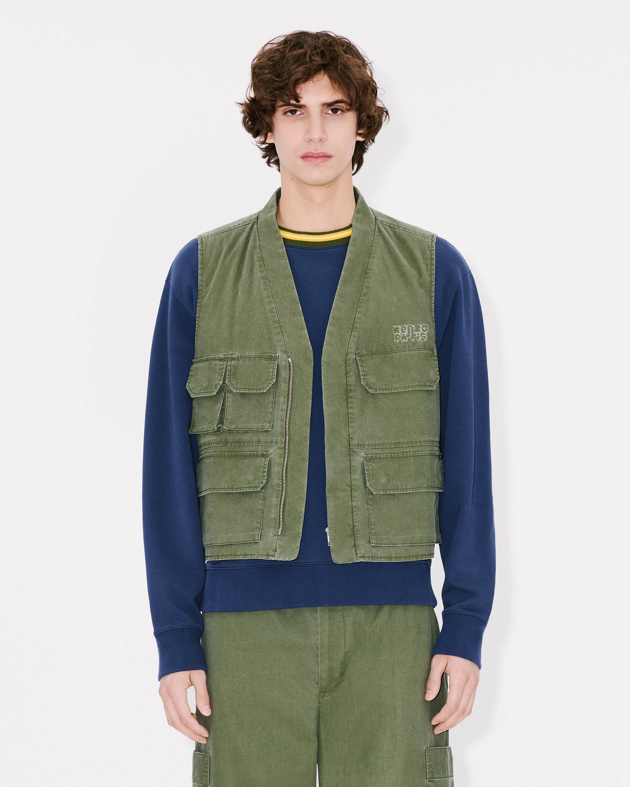'KENZO Elephant Logo' embroidered multipocket gilet coated cotton