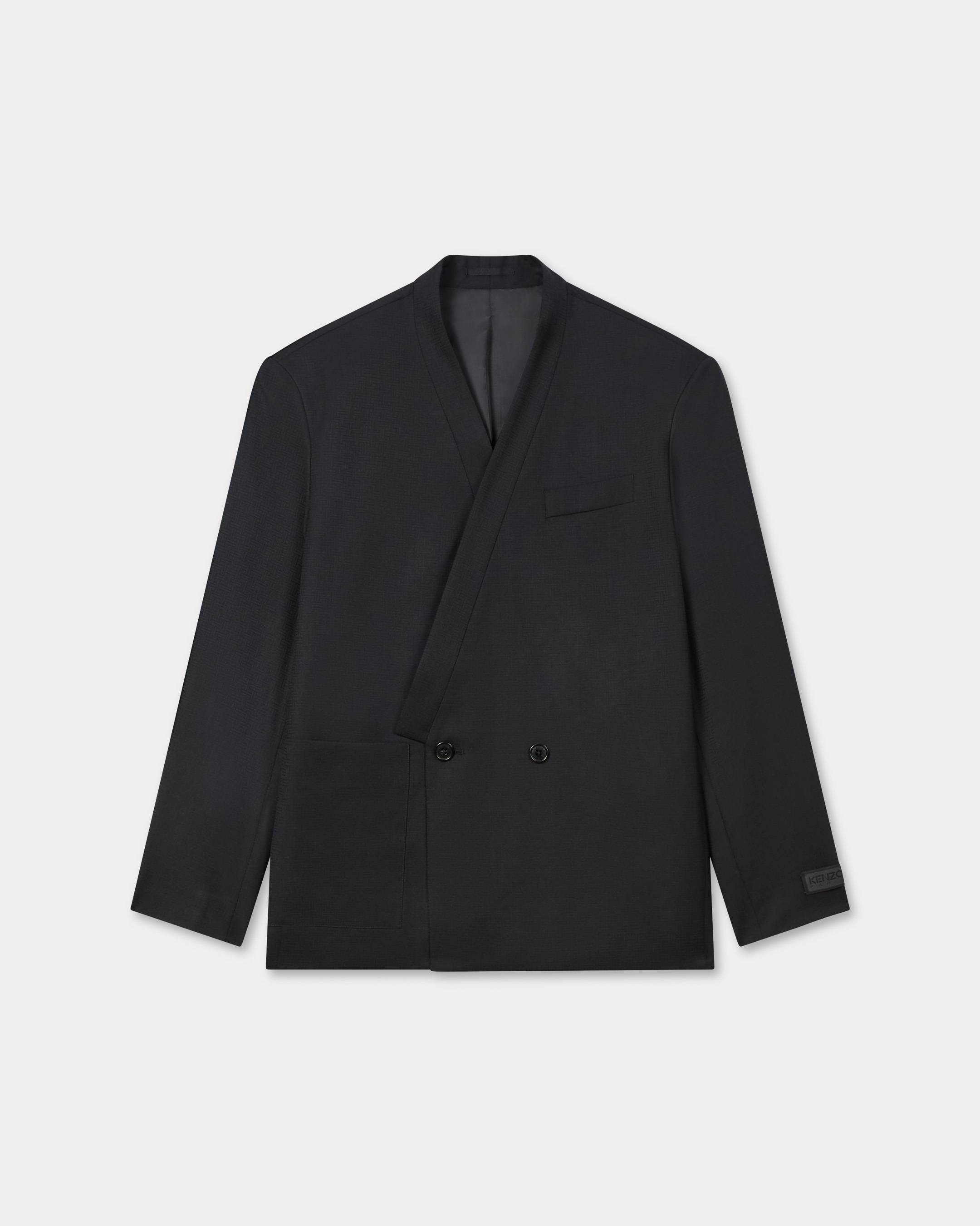 KENZO 'Kenzo Weave' Kimono Tailored Jacket In Wool Jacquard Black Mens - Size 44
