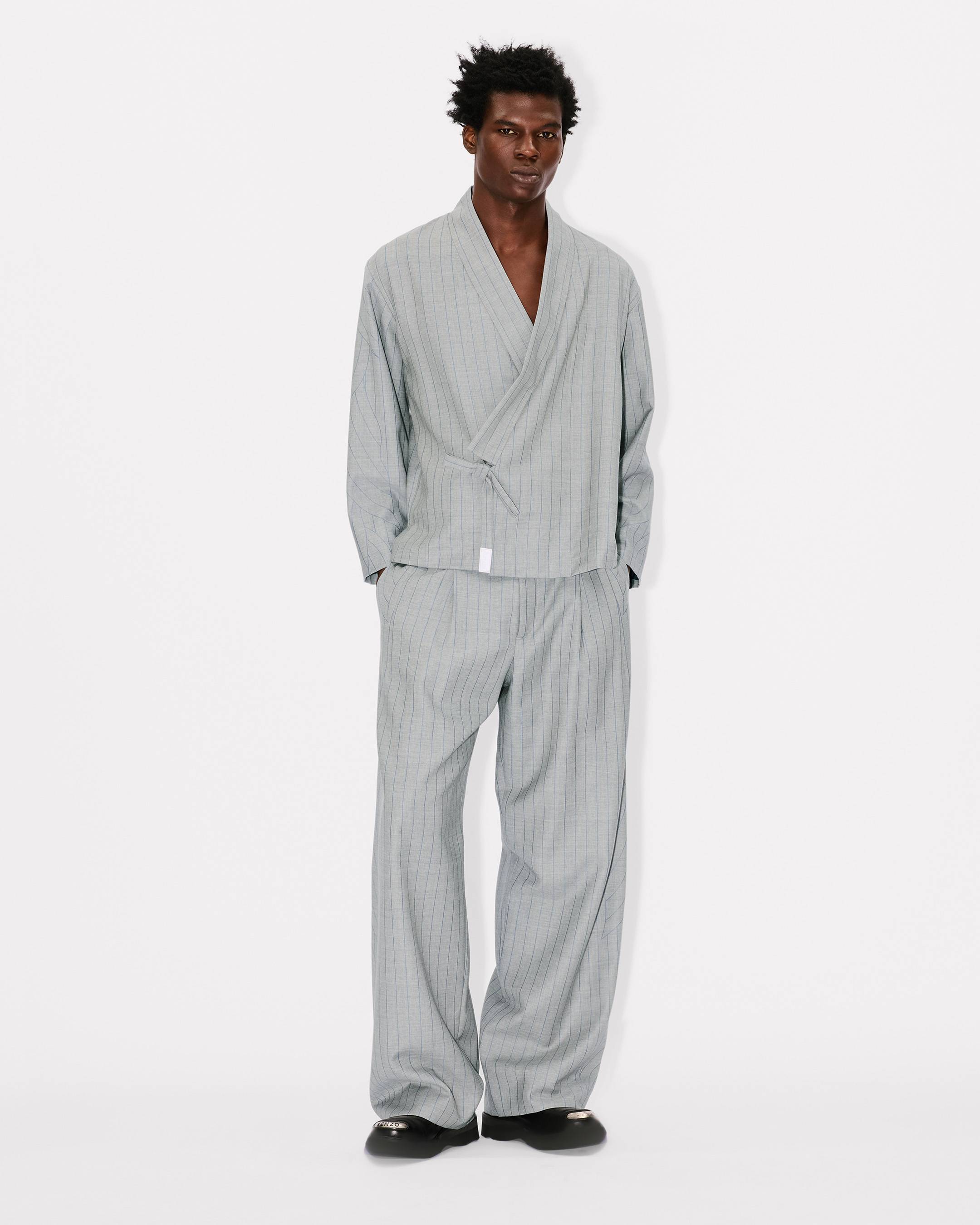 'KENZO Leaf Stripe' kimono jacket in wool jacquard