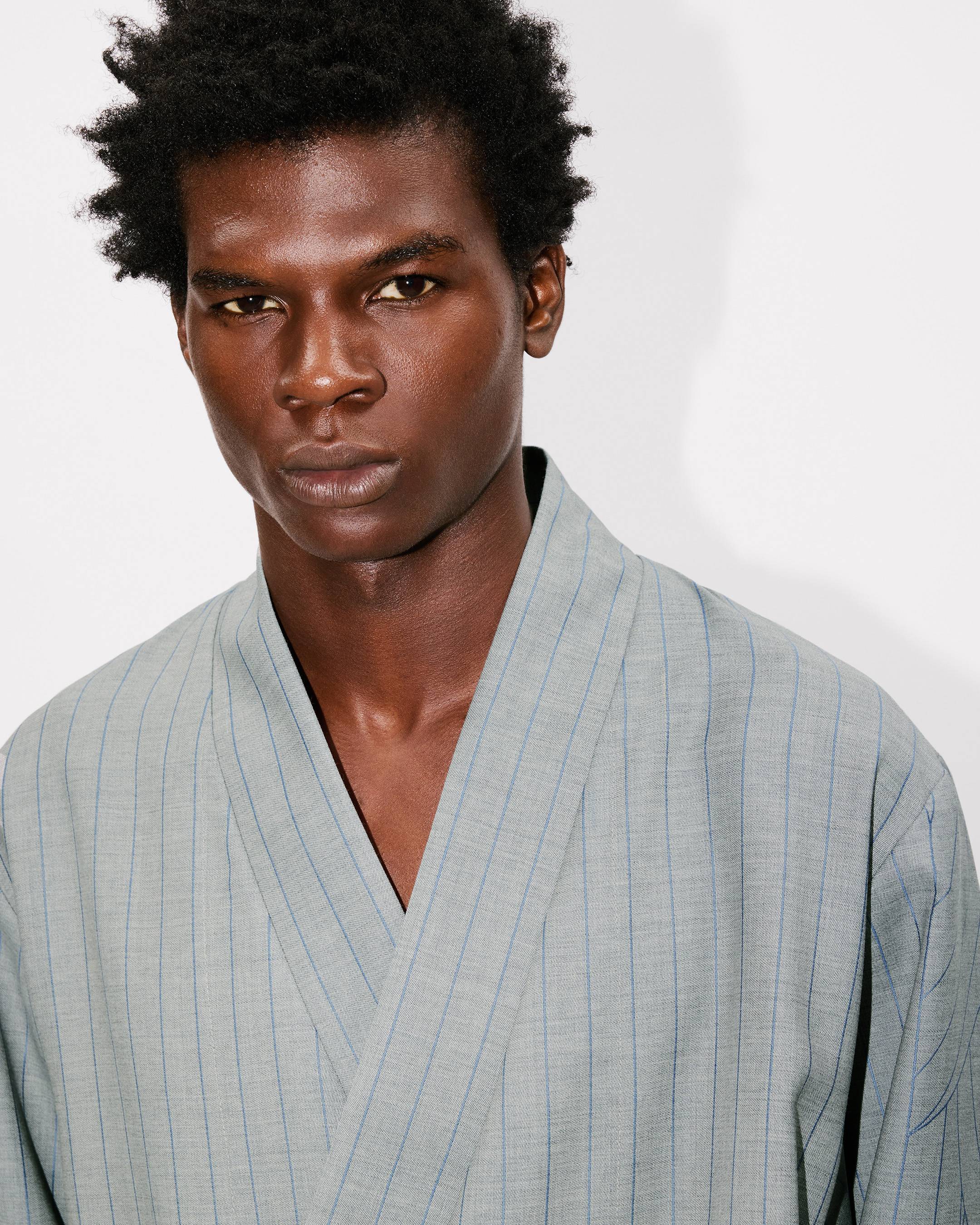'KENZO Leaf Stripe' kimono jacket wool jacquard