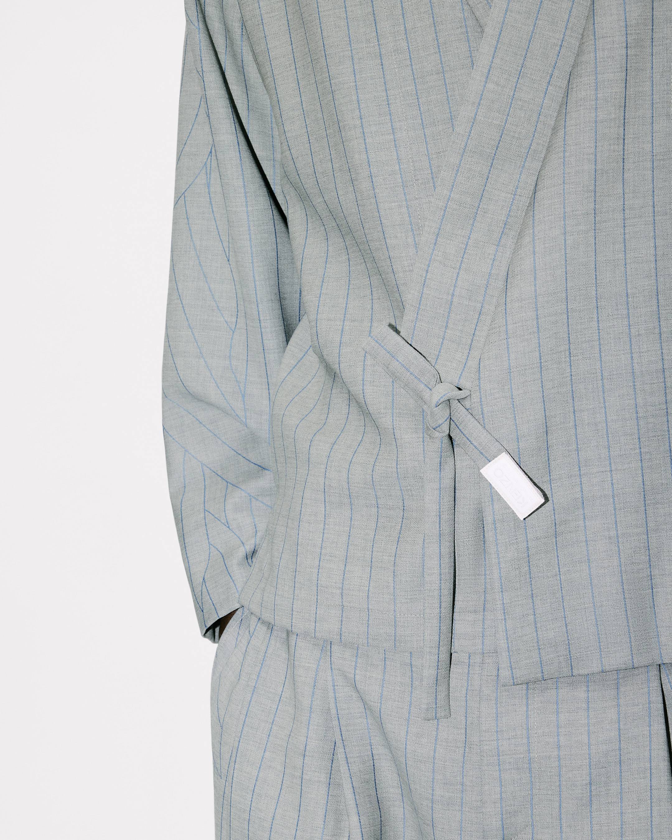 'KENZO Leaf Stripe' kimono jacket wool jacquard