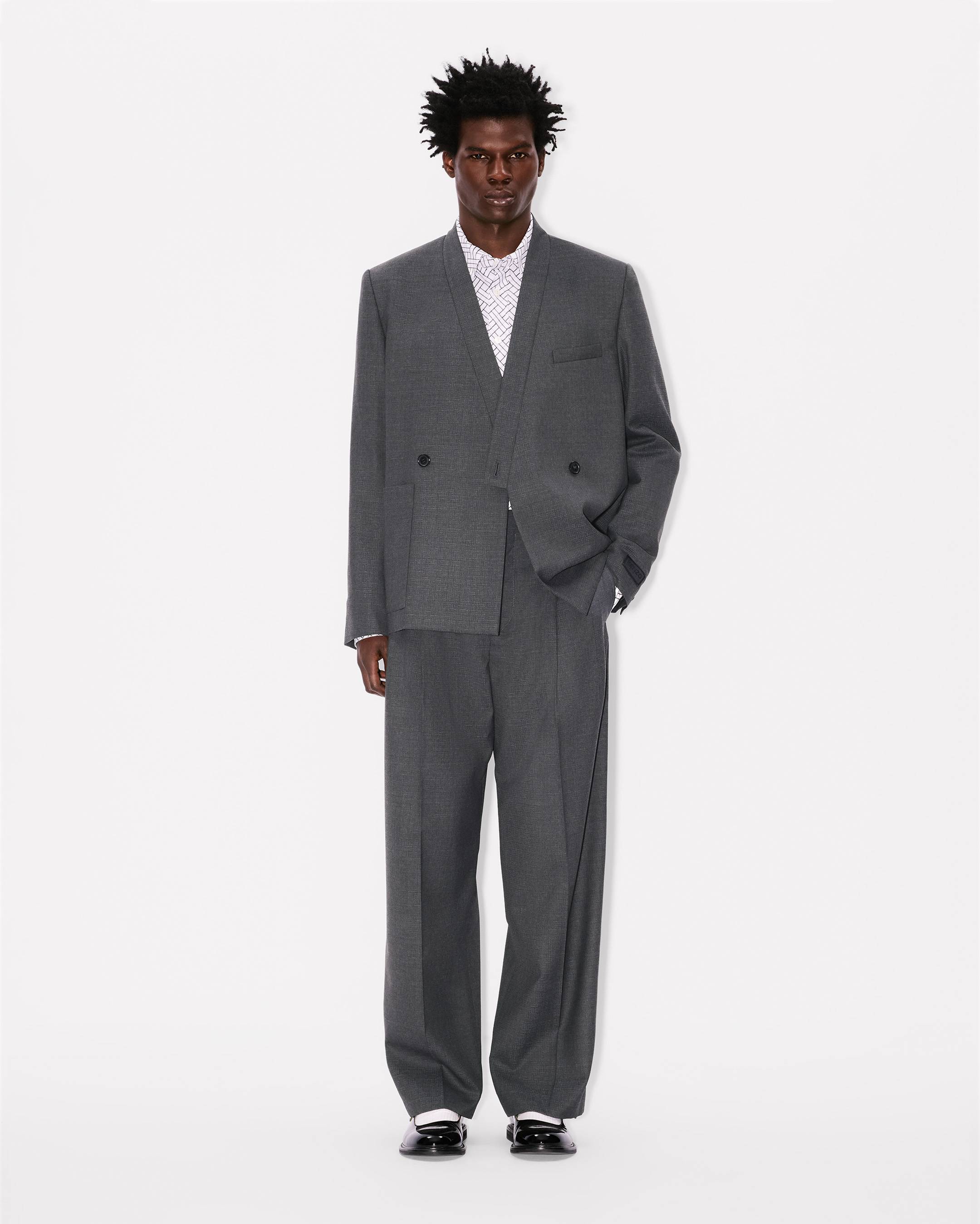 'KENZO Weave' adjusted tailored kimono jacket in wool jacquard