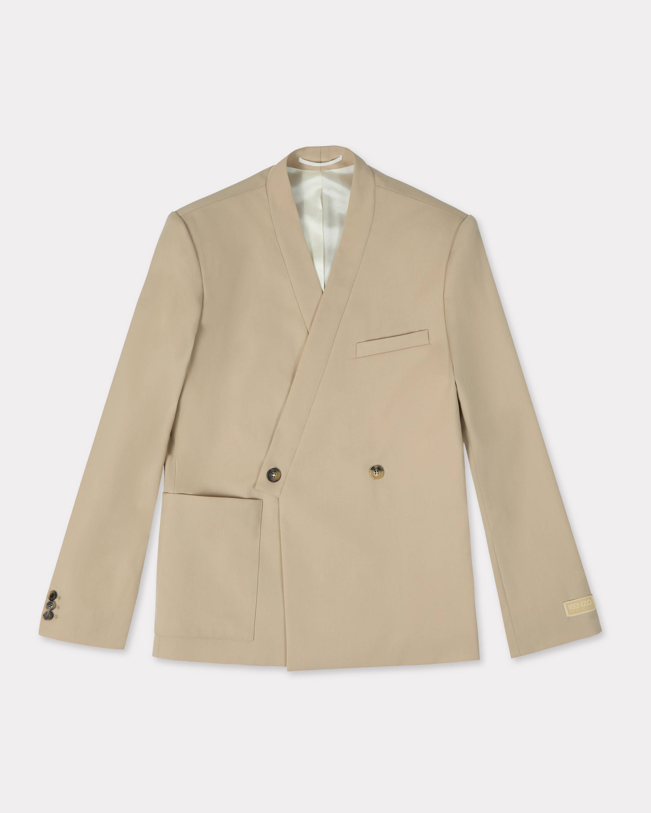 KENZO Adjusted Kimono Tailored Jacket, Man, Beige, Size 56, Wool