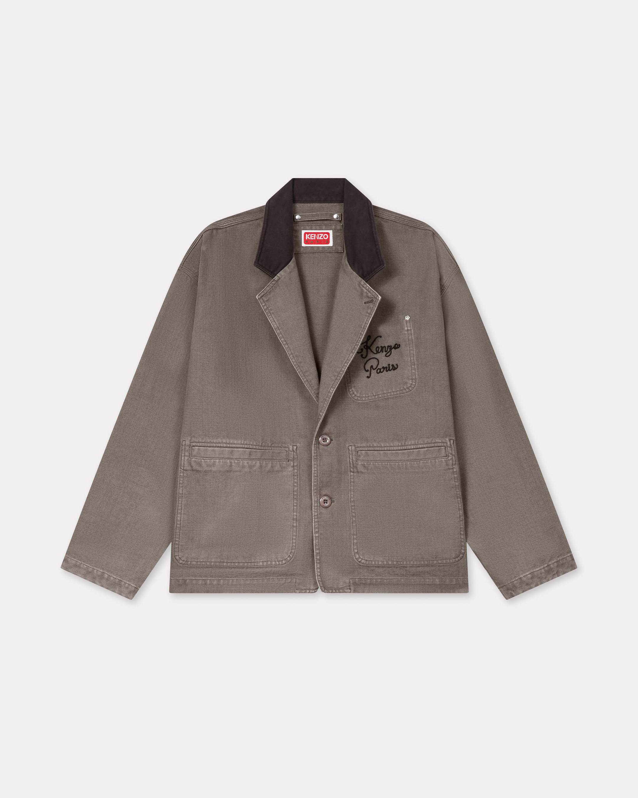 KENZO ' Paris Chainstitch' Workwear Jacket In Washed Cotton, Man, Taupe, Size L, Cotton