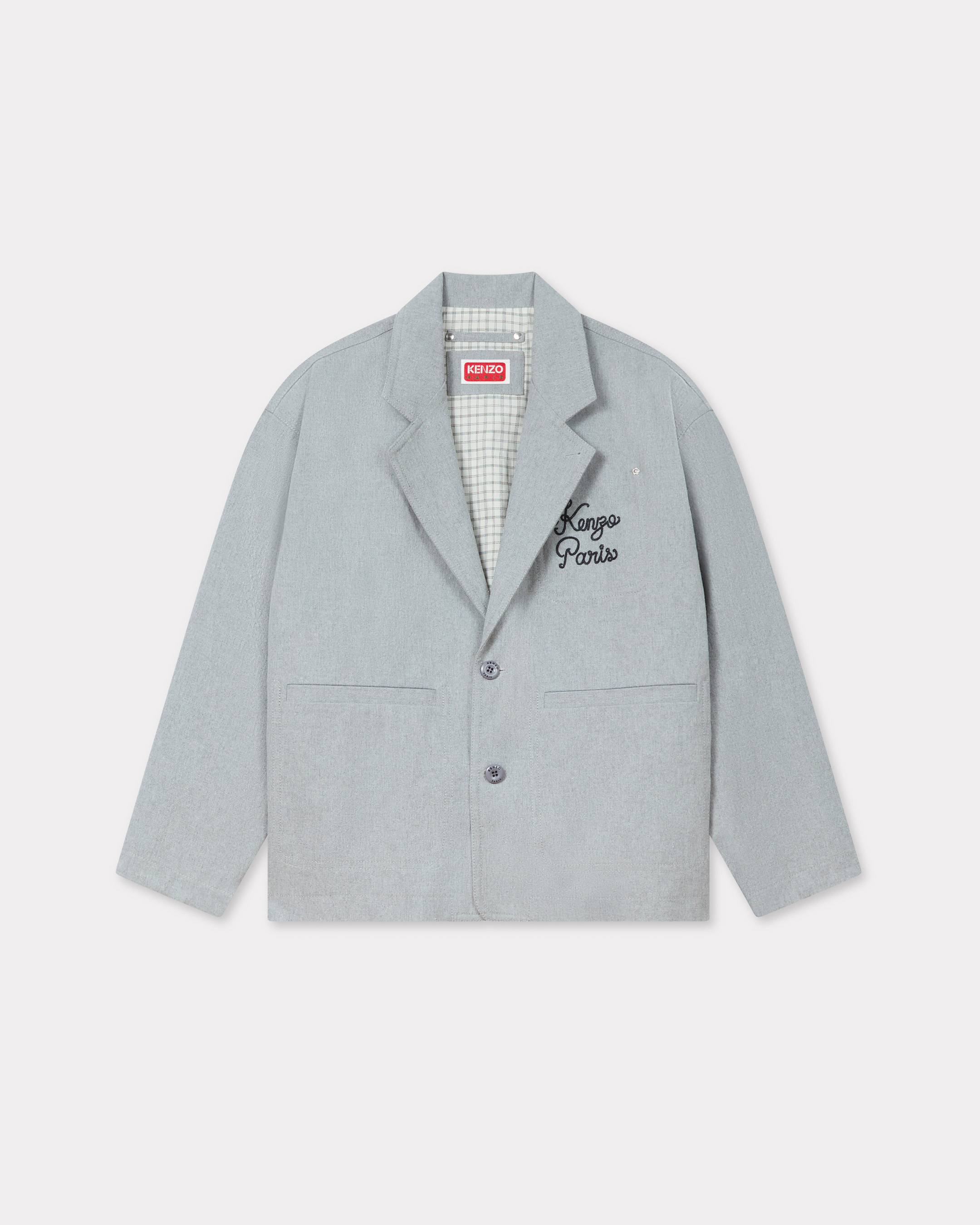 KENZO 'Kenzo Paris Chainstitch' Embroidered Workwear Jacket Pale Grey Mens - Size Xs