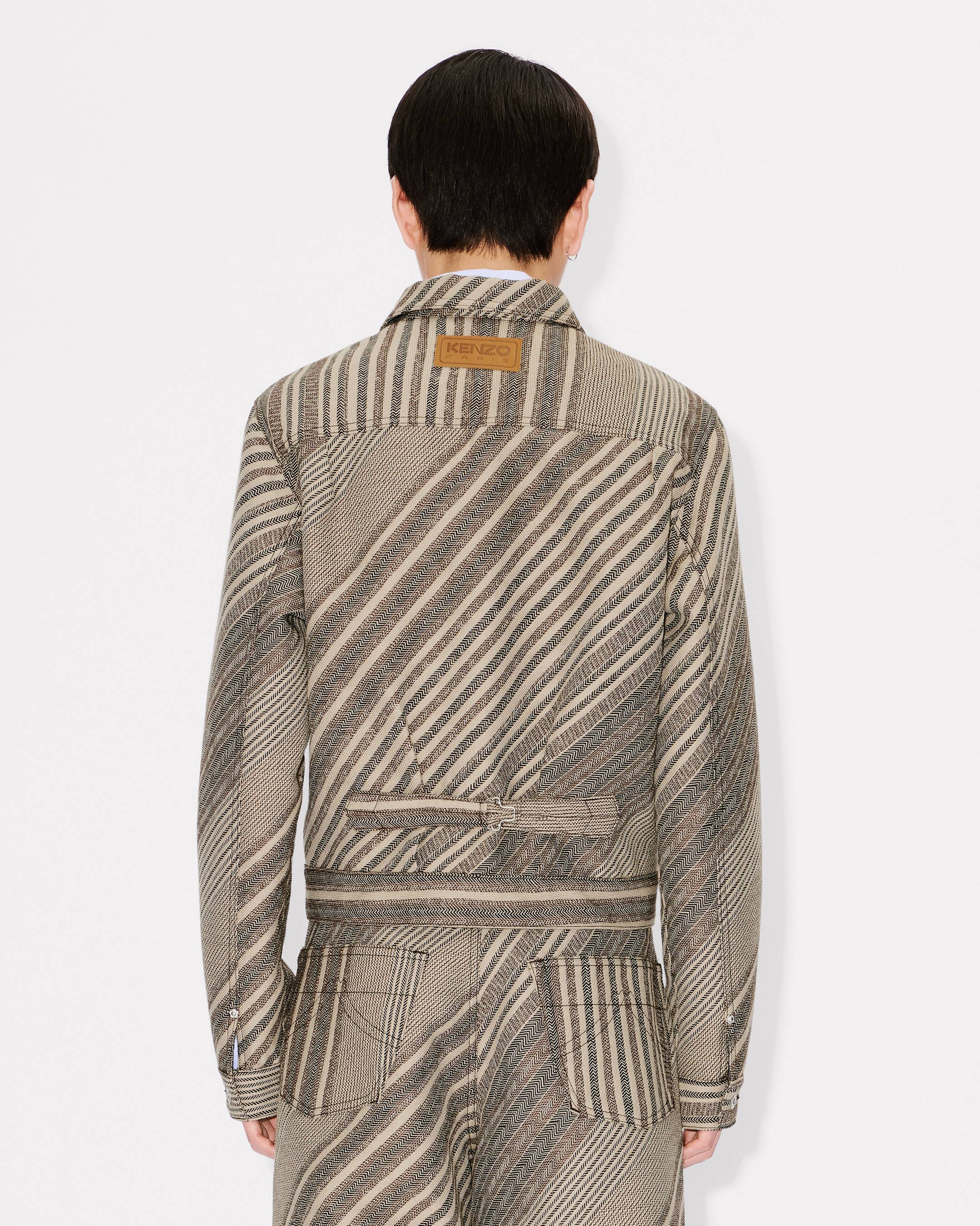'Kenzo Diagonal Stripe' slim pleated trucker jacket