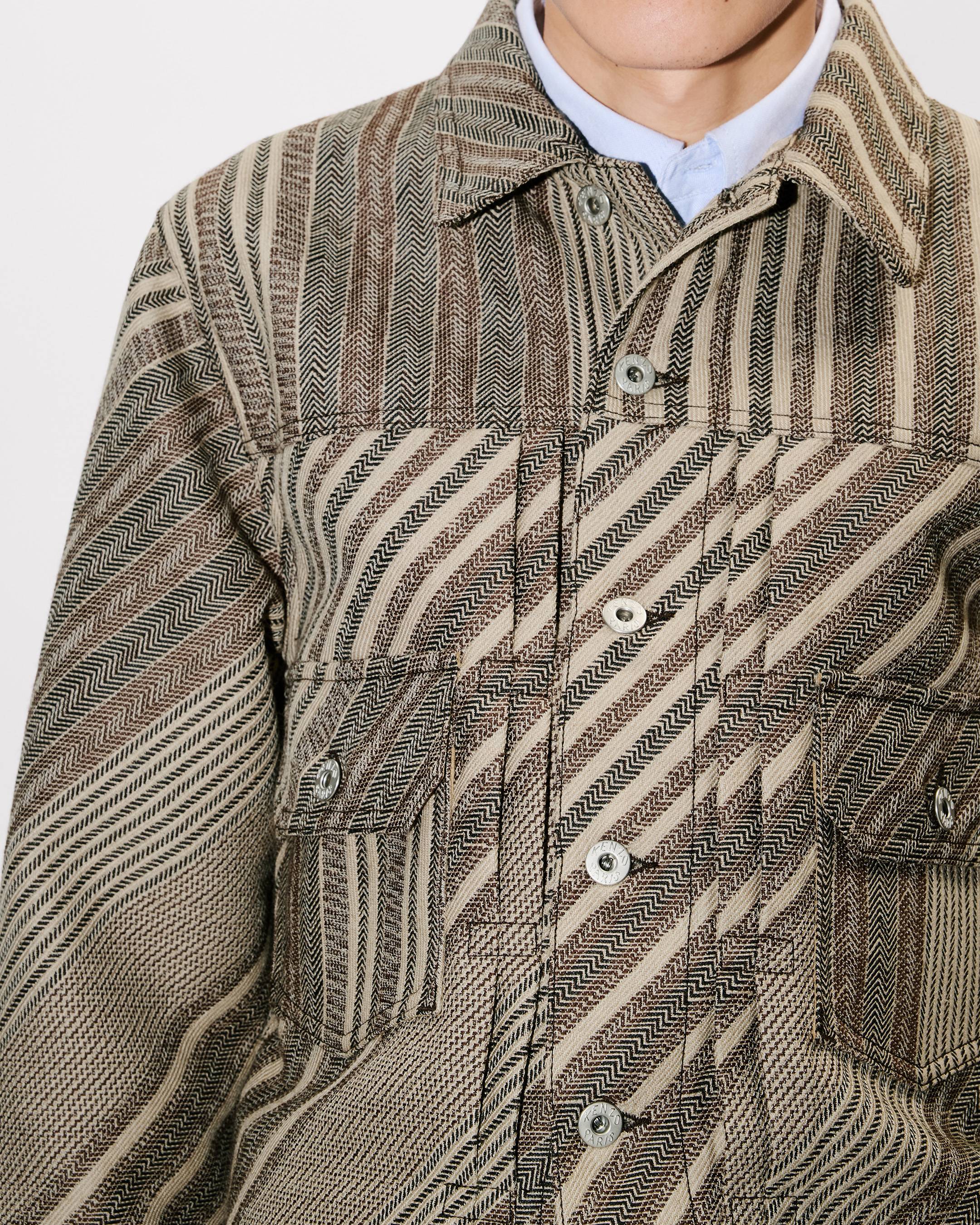 'Kenzo Diagonal Stripe' slim pleated trucker jacket