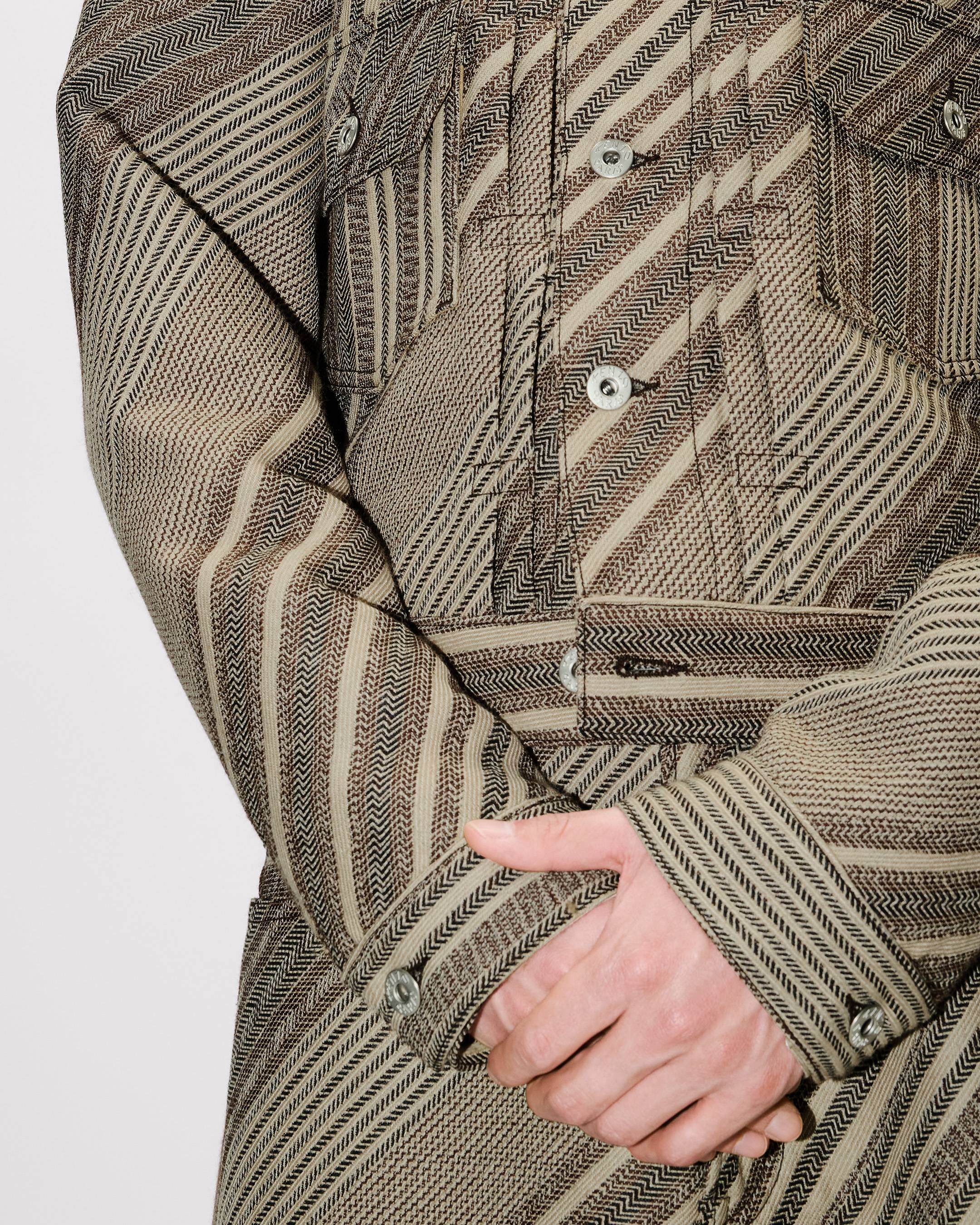 'Kenzo Diagonal Stripe' slim pleated trucker jacket