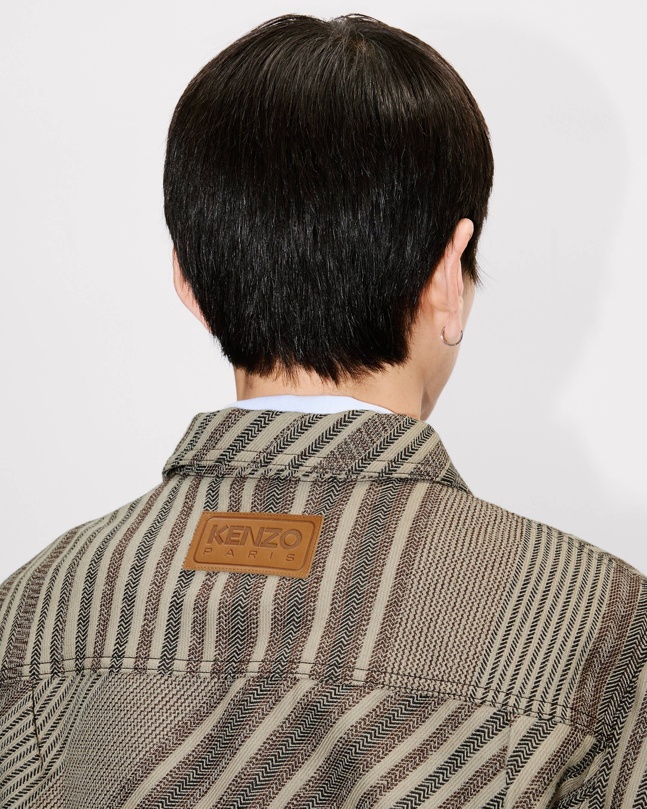 'Kenzo Diagonal Stripe' slim pleated trucker jacket