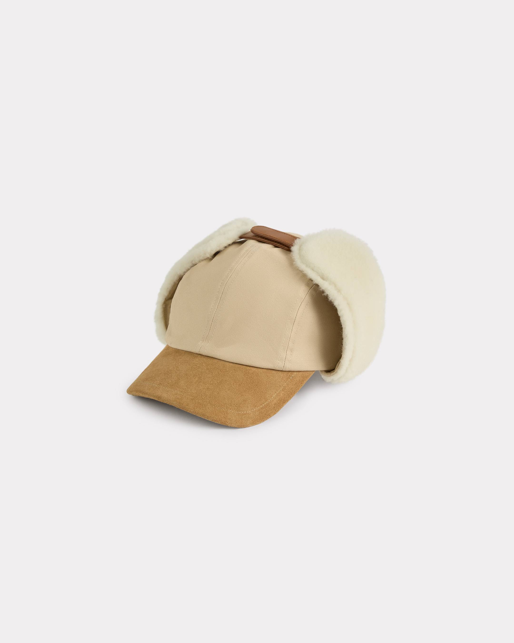 KENZO Hunting Hat In Shearling, Man, Ecru, Cotton