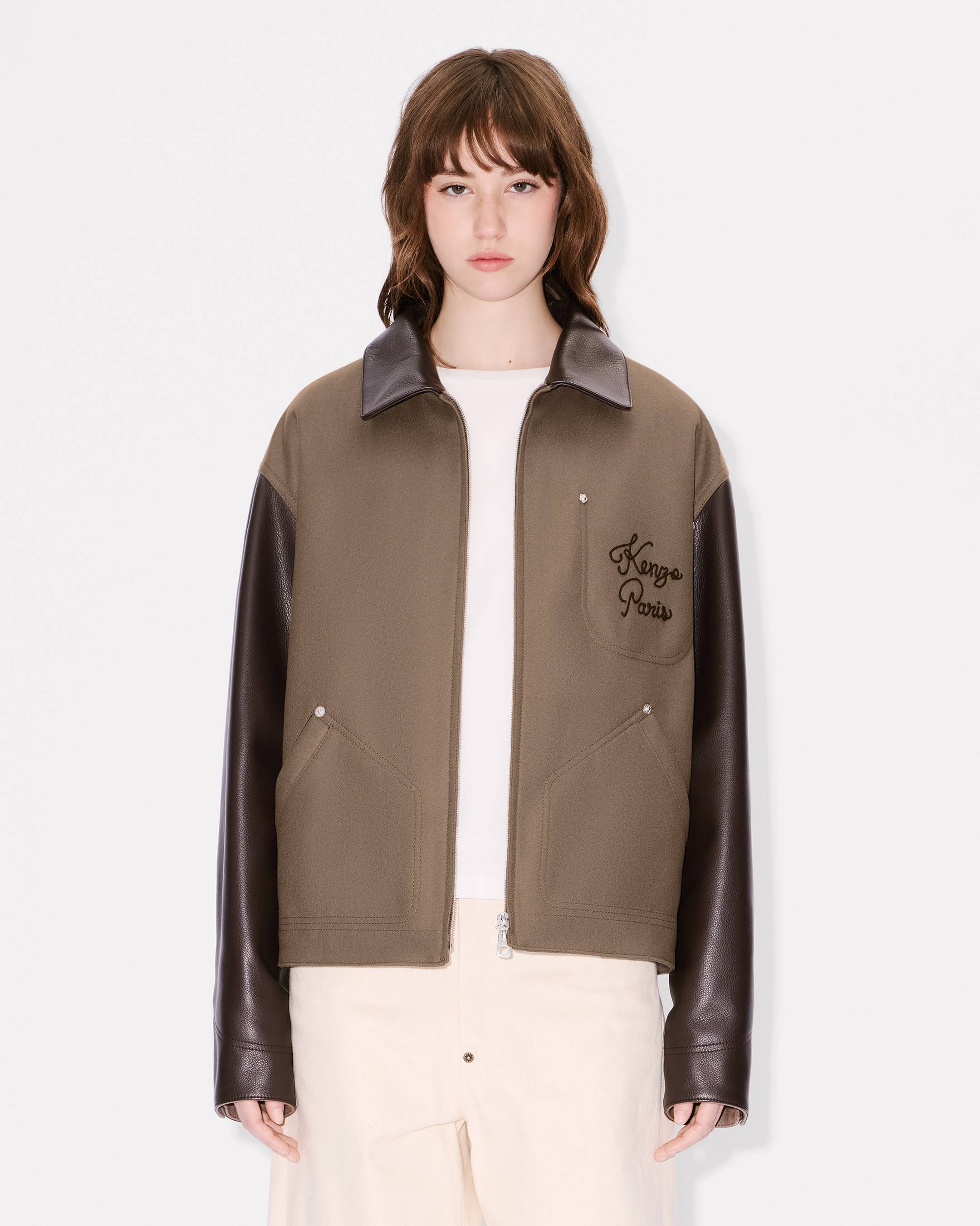 'KENZO Paris Chainstitch' genderless blouson in wool and leather