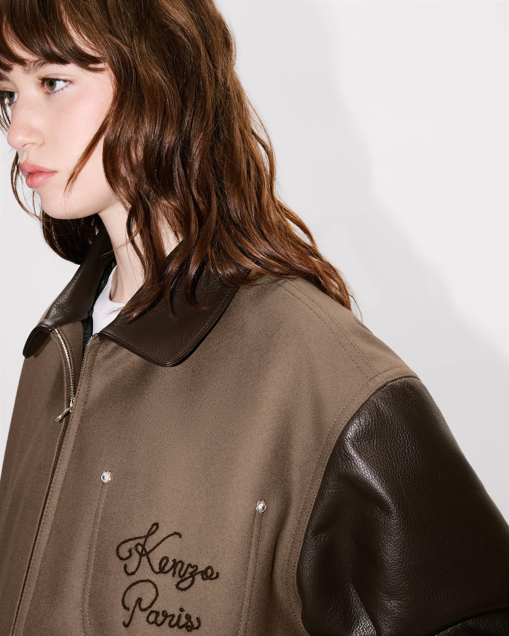 'KENZO Paris Chainstitch' genderless blouson in wool and leather