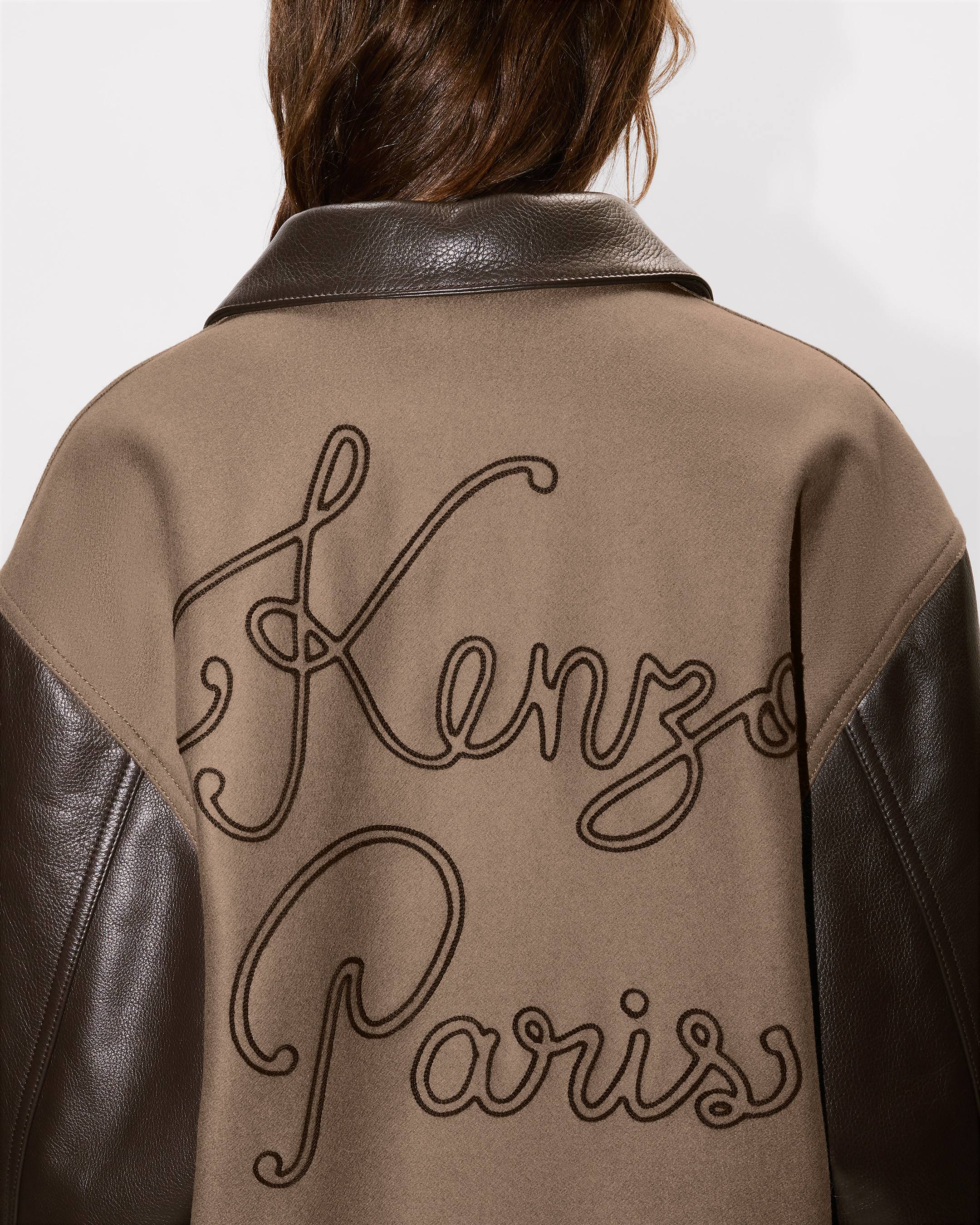 'KENZO Paris Chainstitch' genderless blouson in wool and leather