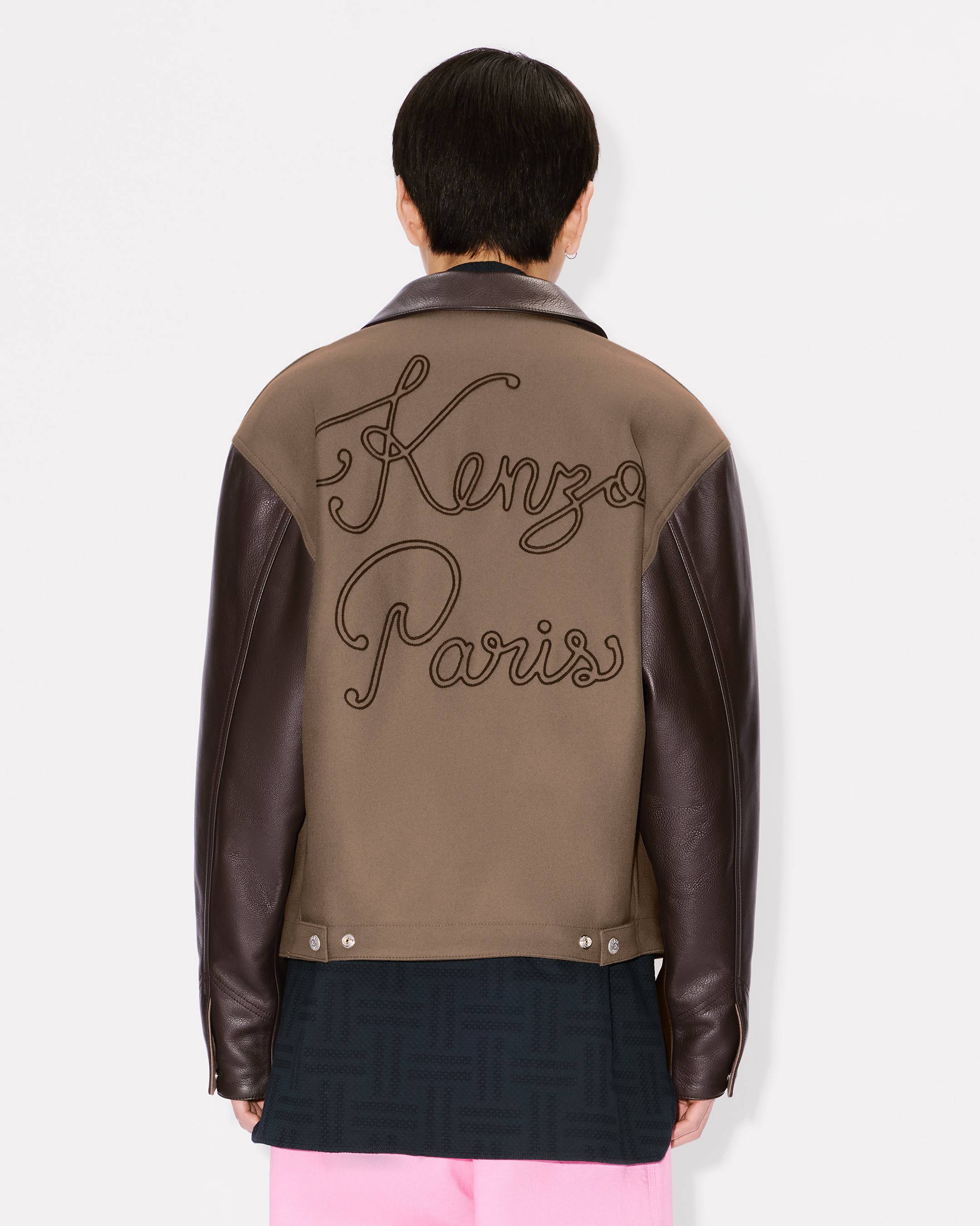 'KENZO Paris Chainstitch' genderless blouson in wool and leather
