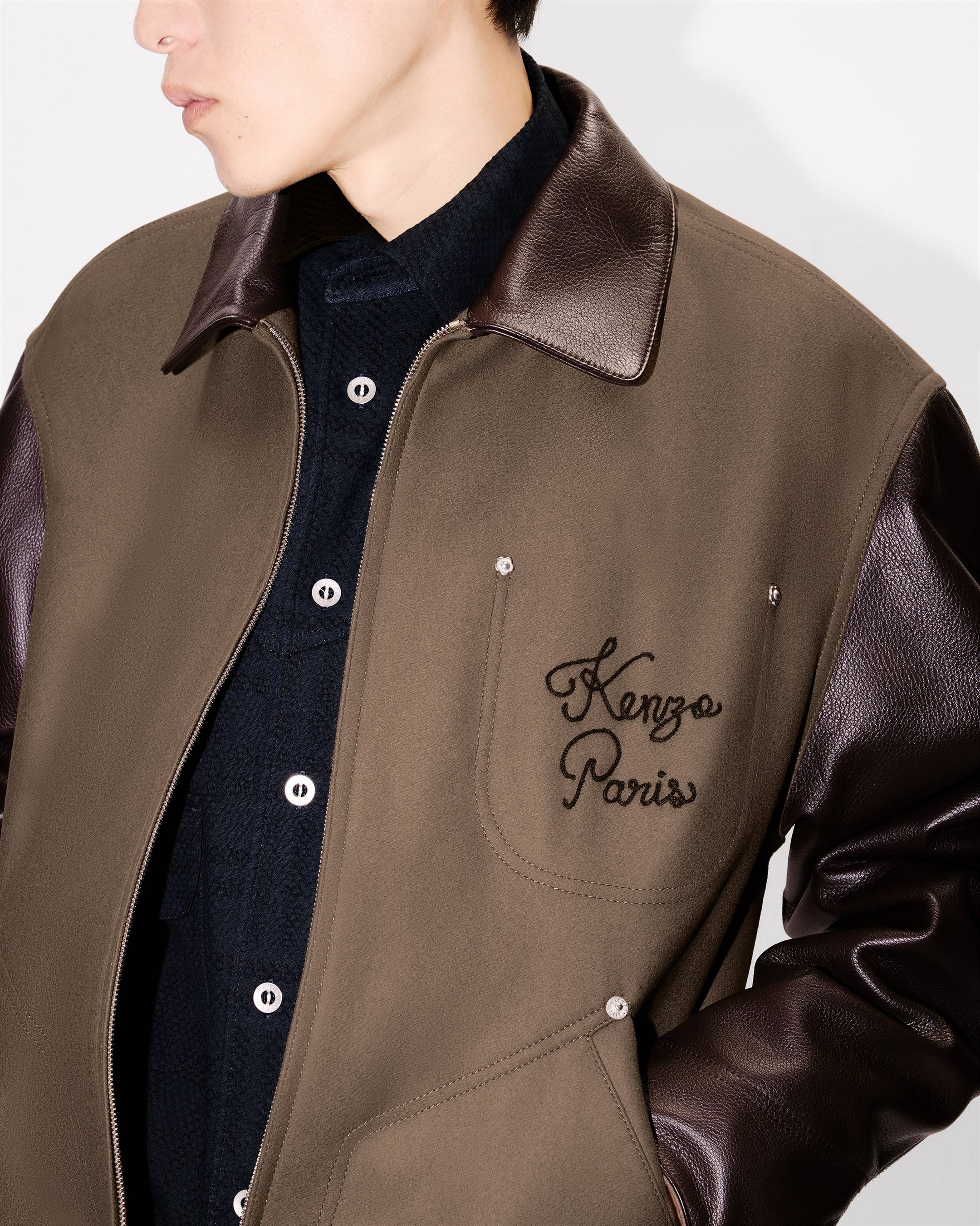 'KENZO Paris Chainstitch' genderless blouson in wool and leather