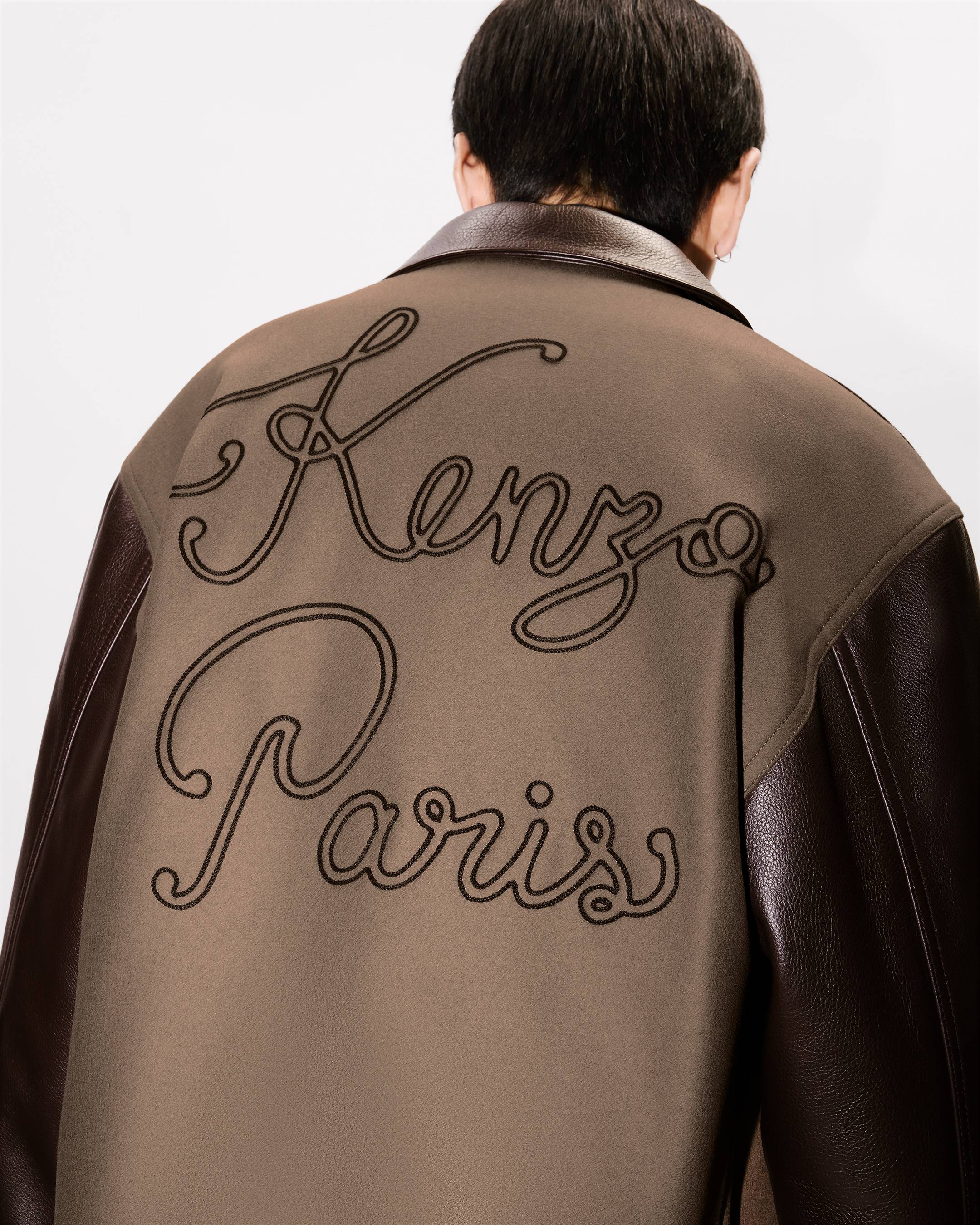 'KENZO Paris Chainstitch' genderless blouson in wool and leather