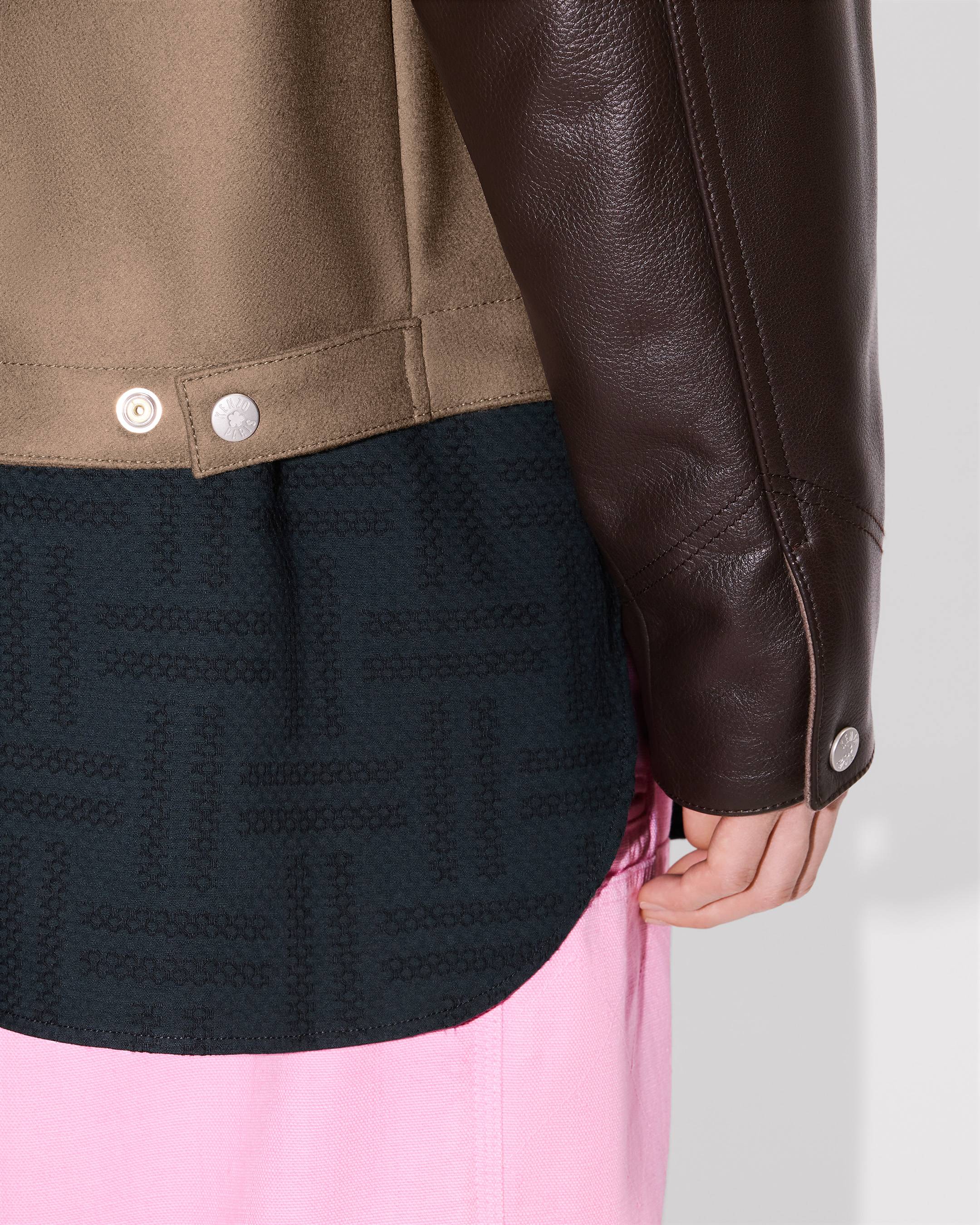 'KENZO Paris Chainstitch' genderless blouson in wool and leather
