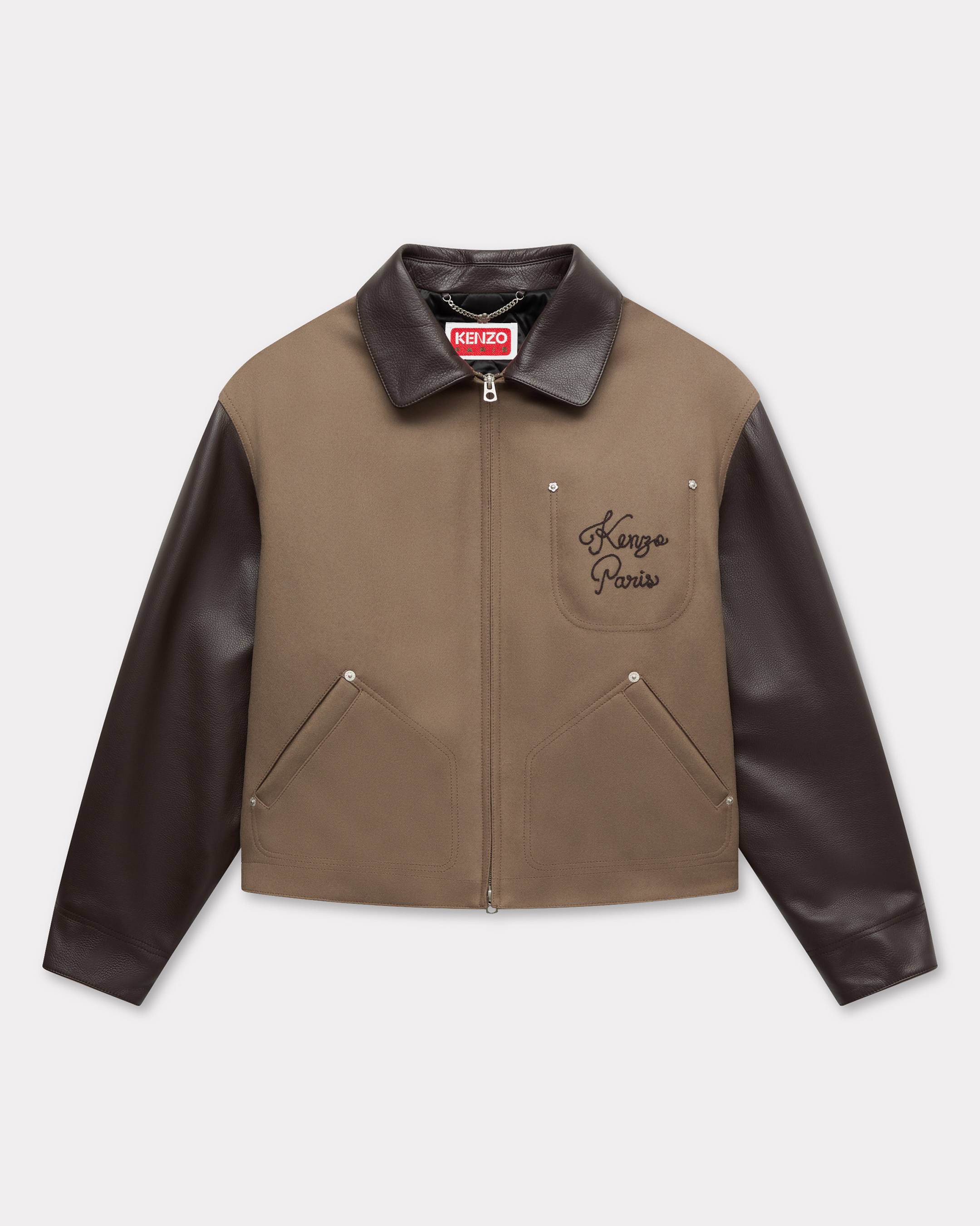 'KENZO Paris Chainstitch' genderless blouson in wool and leather