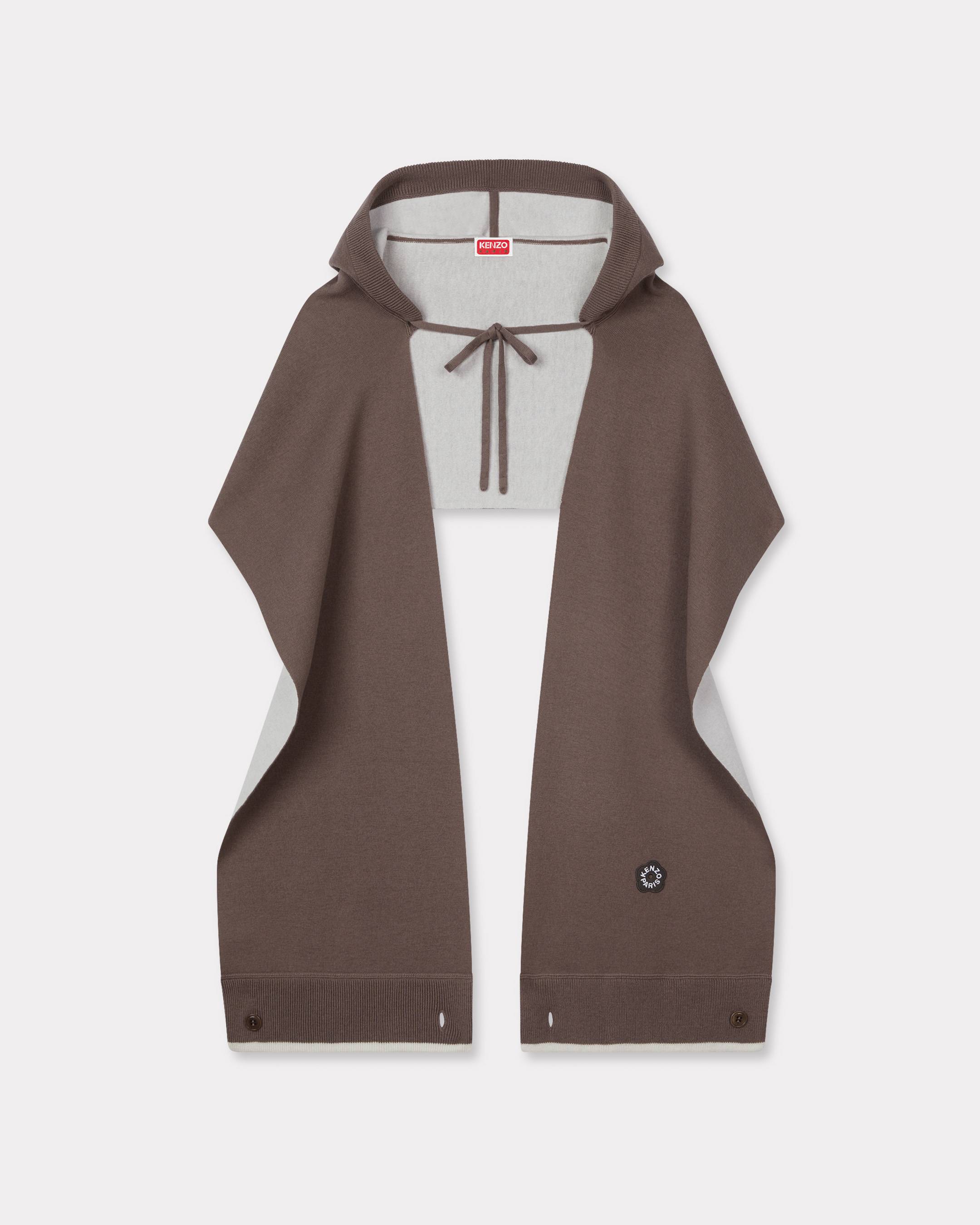 KENZO Écharpe à Capuche Brodée 'Boke Flower 2.0' En Laine Et Coton, Homme, Taupe,