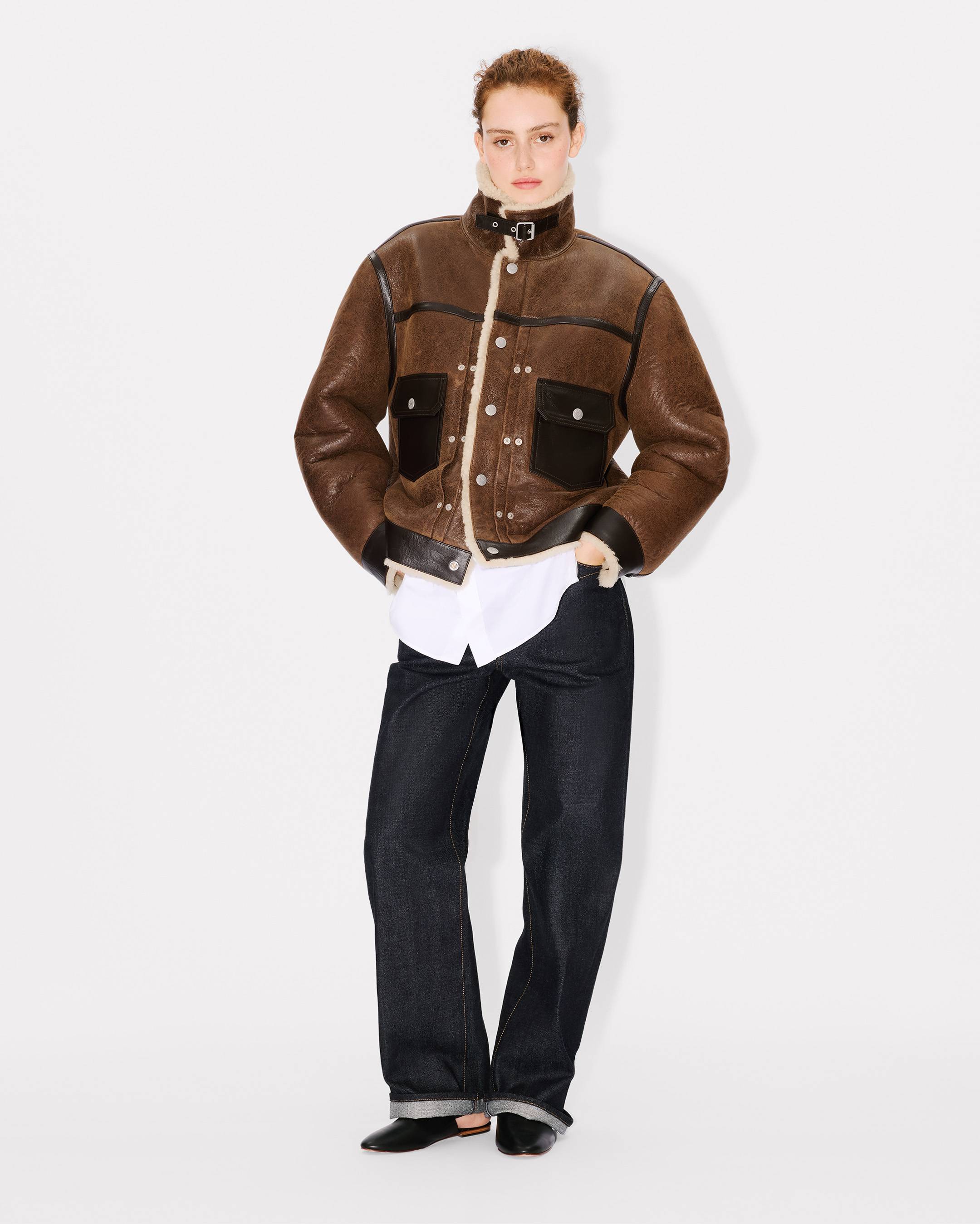 Genderless shearling trucket jacket