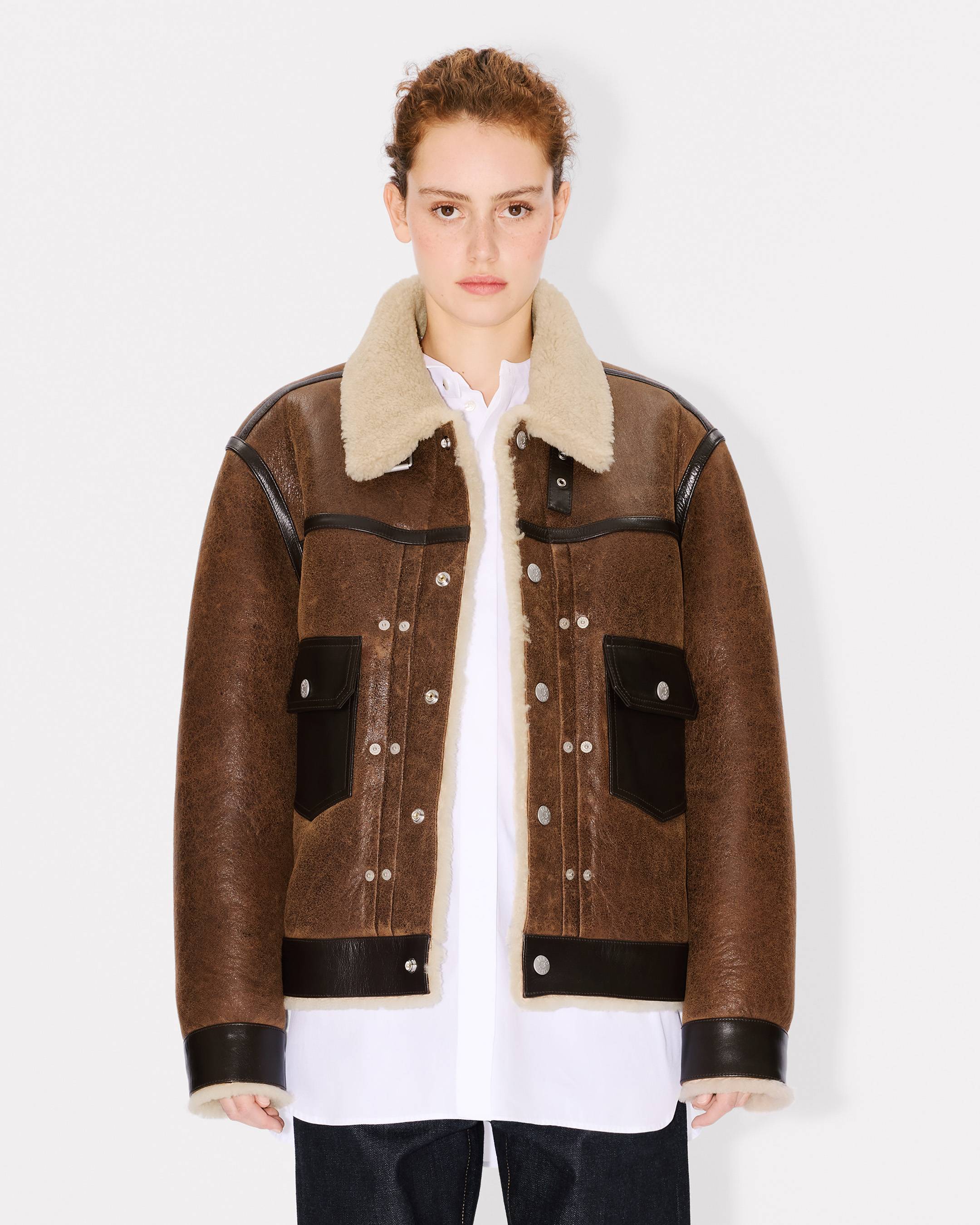Genderless shearling trucket jacket