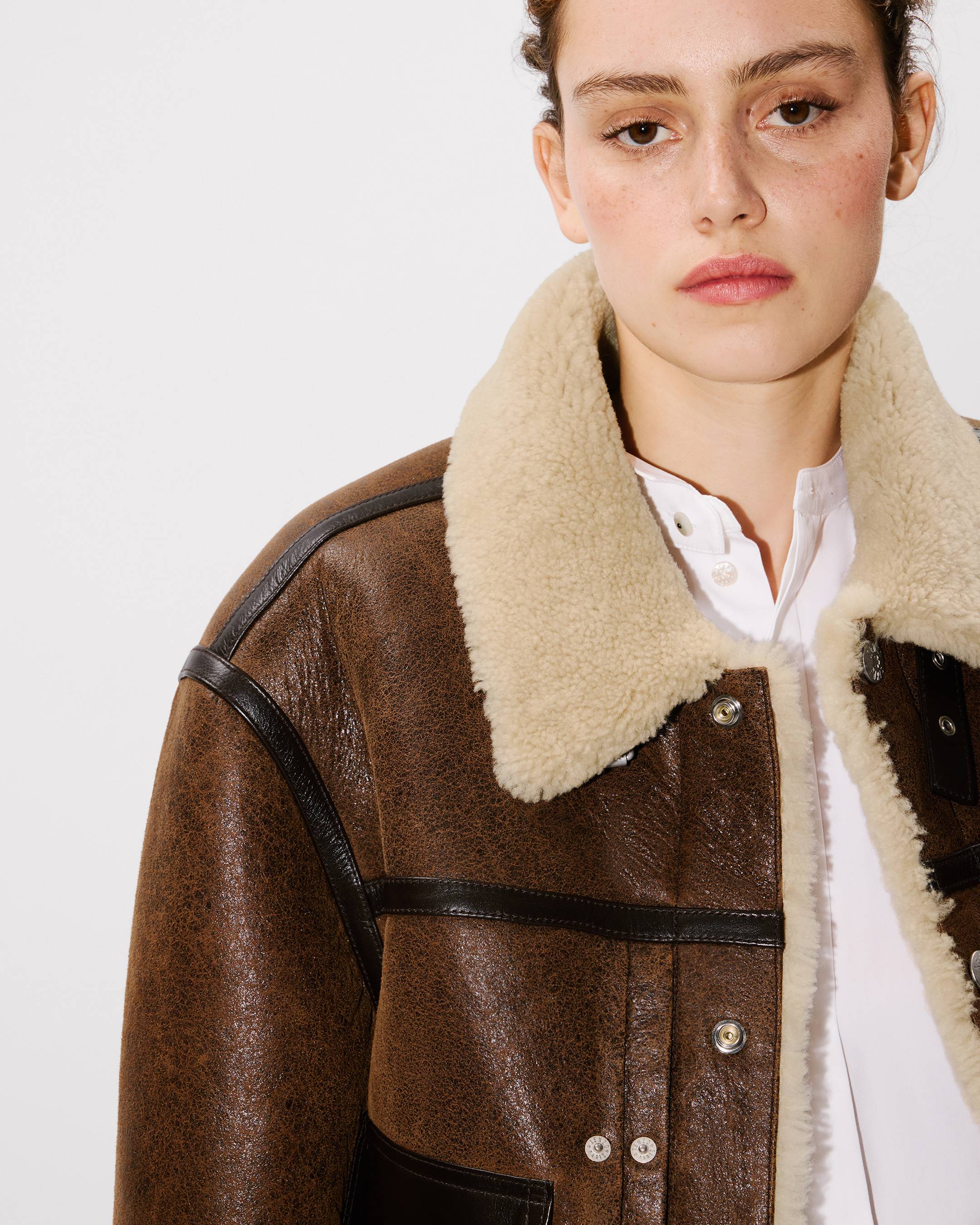 Genderless shearling trucket jacket